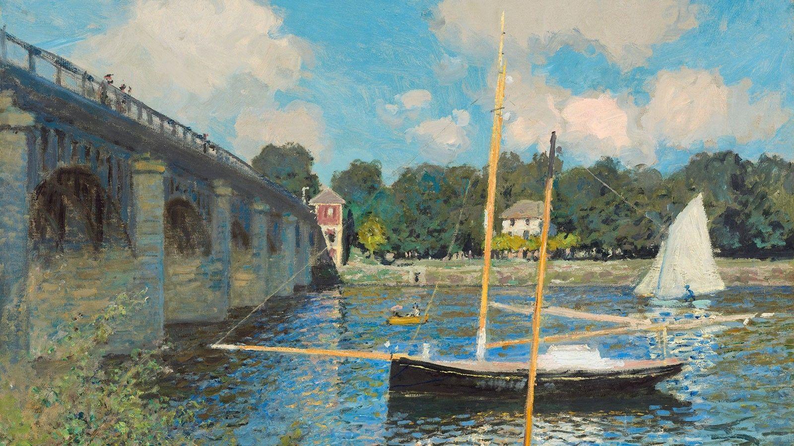 artwork, Claude Monet, Painting, Bridge, River, France, Classic