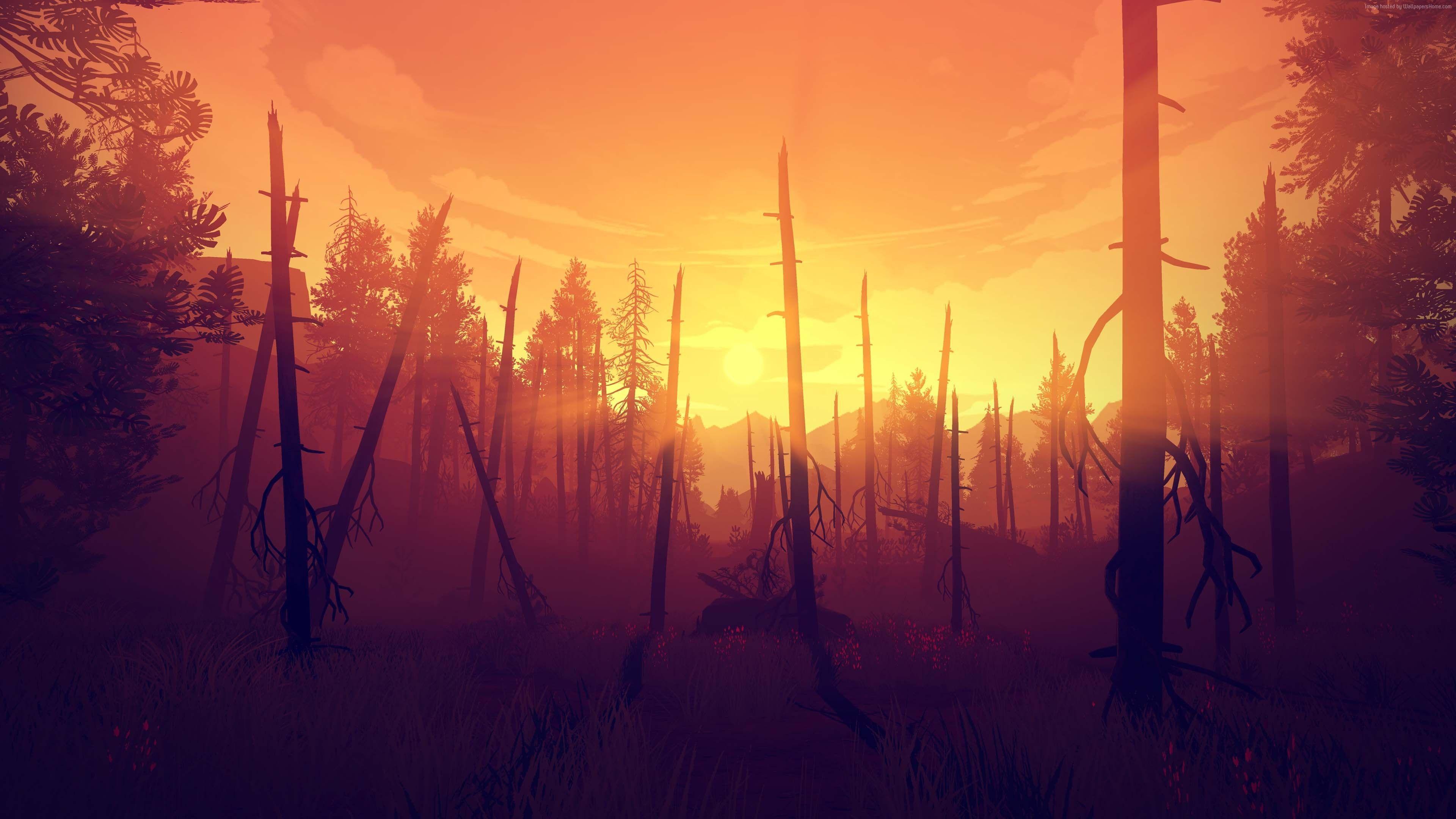 hd wallpaper for two monitors firewatch