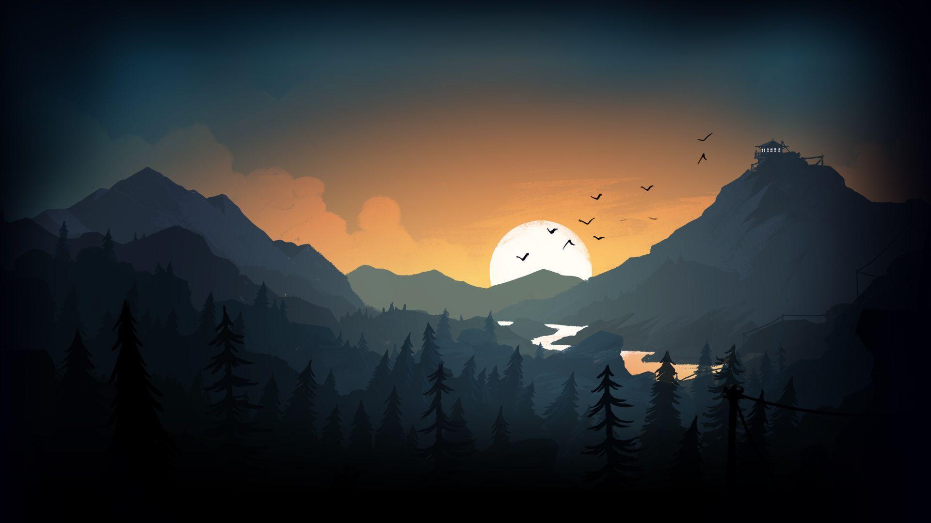 firewatch left and right split wallpaper HD
