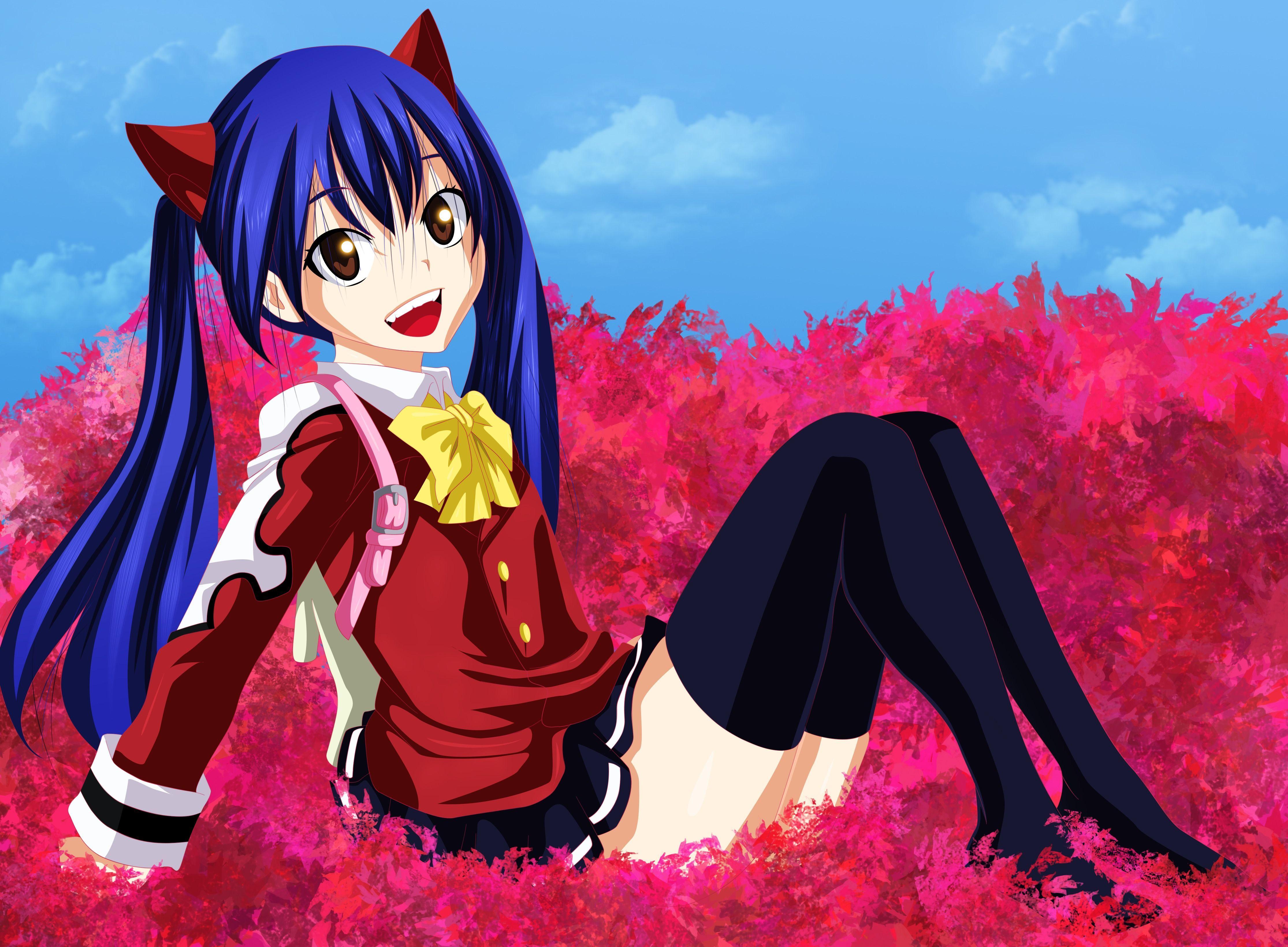 Download wallpaper look, anime, fairy tail, the sky, smile, wendy