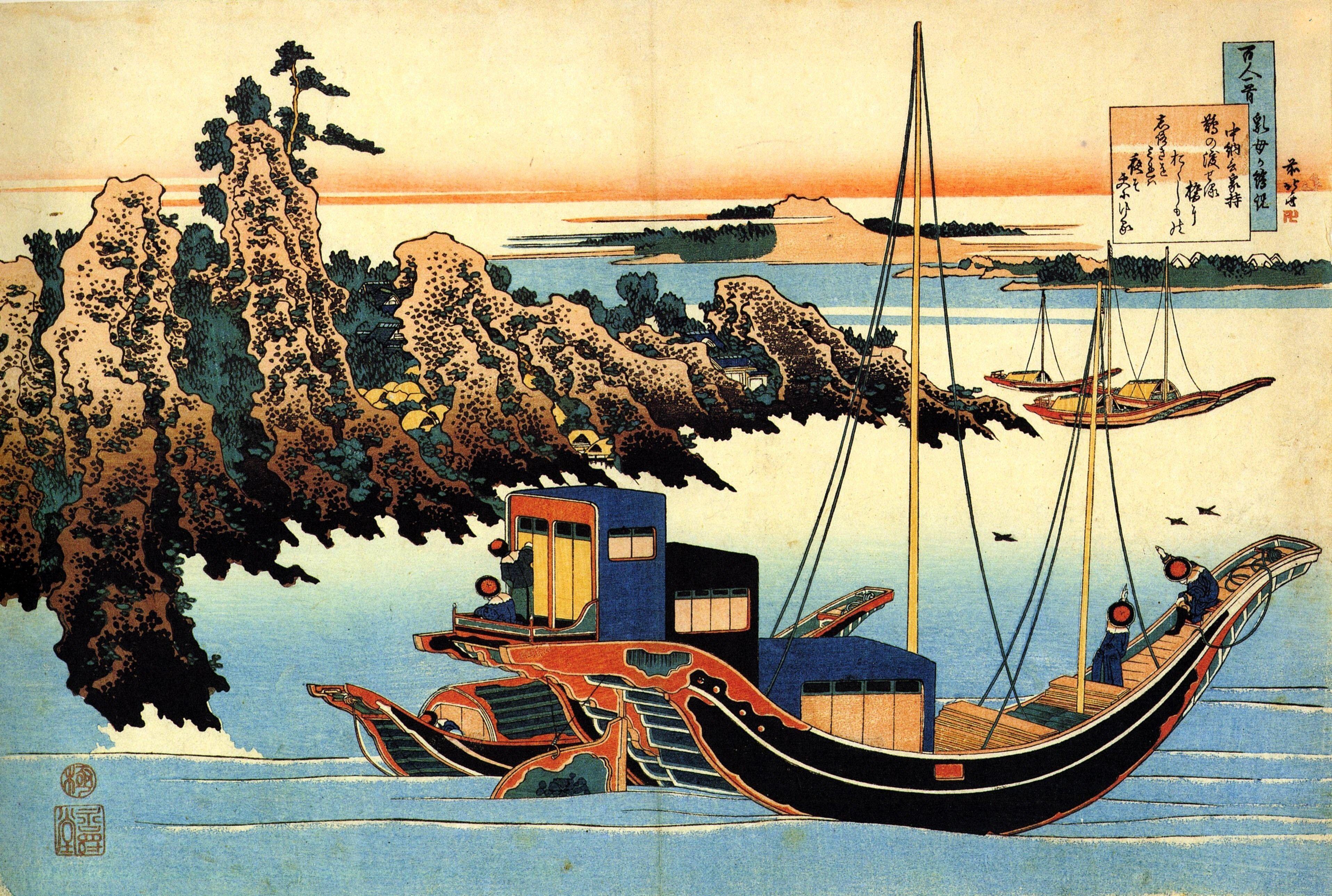 Download Wallpaper, Download japanese boats artwork katsushika