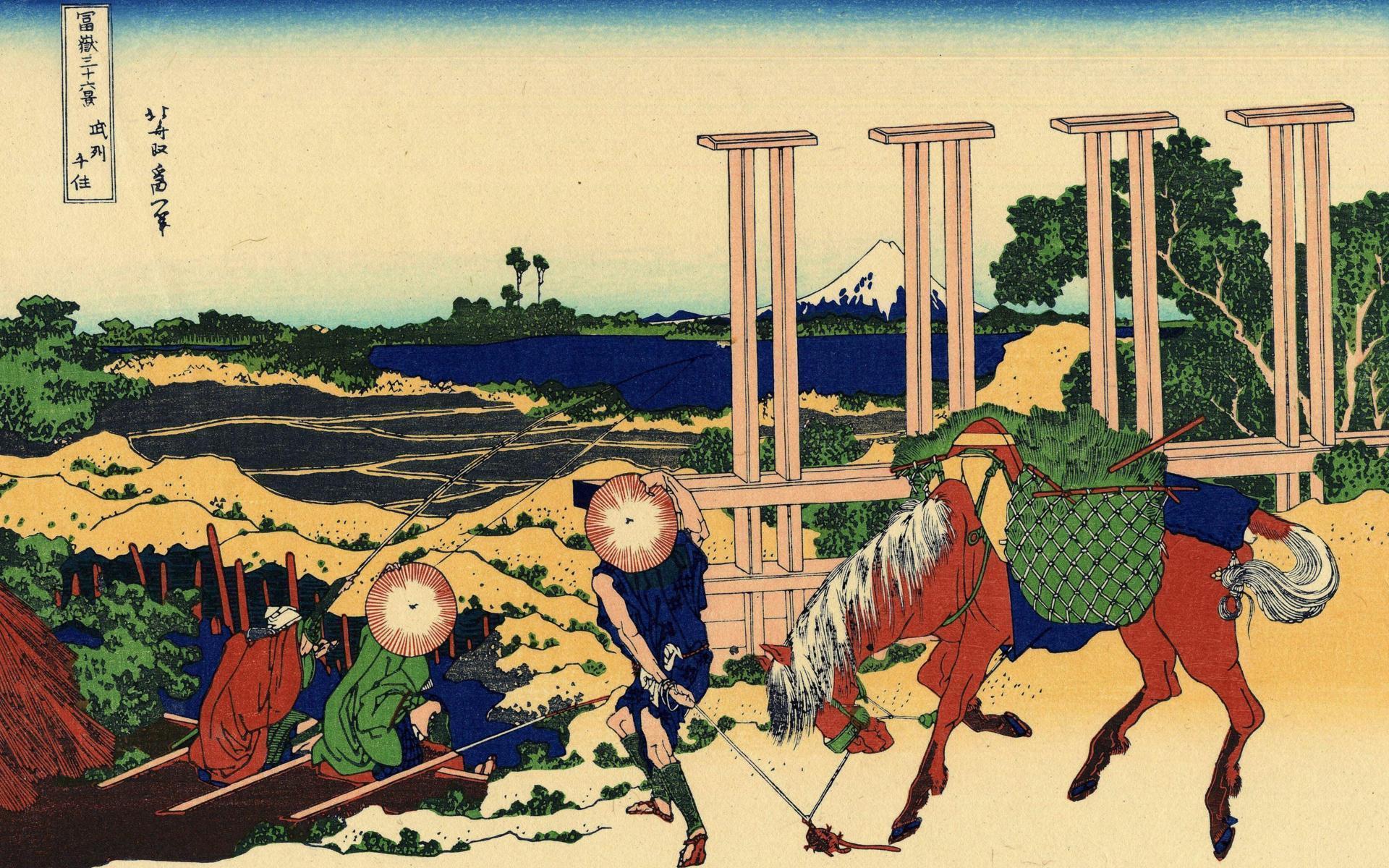 Hokusai Wallpaper, Senju In The Musachi Provimce Katsushika
