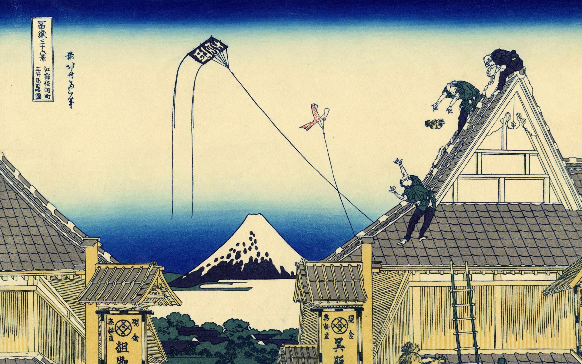 Hokusai Wallpaper, Mitsui Shop On Suruga Street In Edo Katsushika