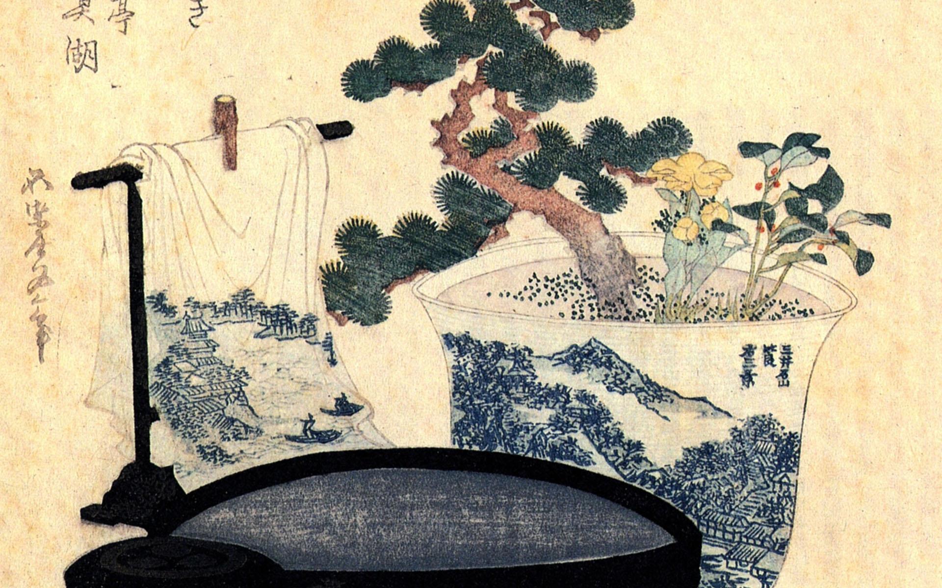 Katsushika Hokusai Wallpaper, A Lacquered Washbasin And Ewer