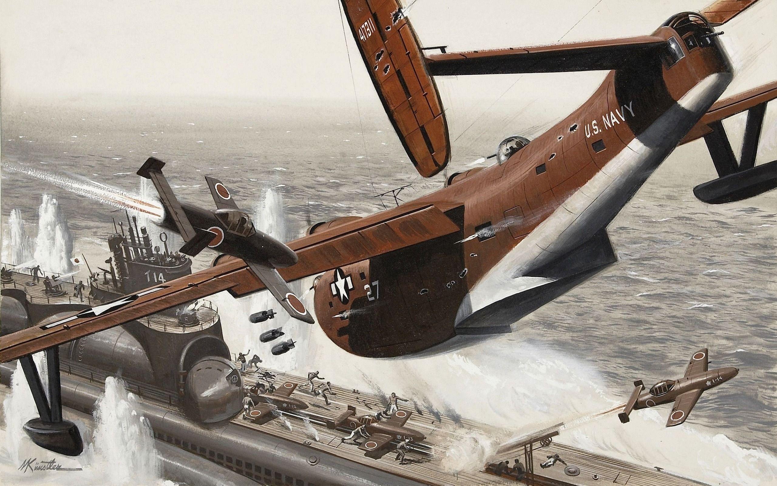 US Flying Boat Martin PBM “Mariner Battle with IJN Submarine