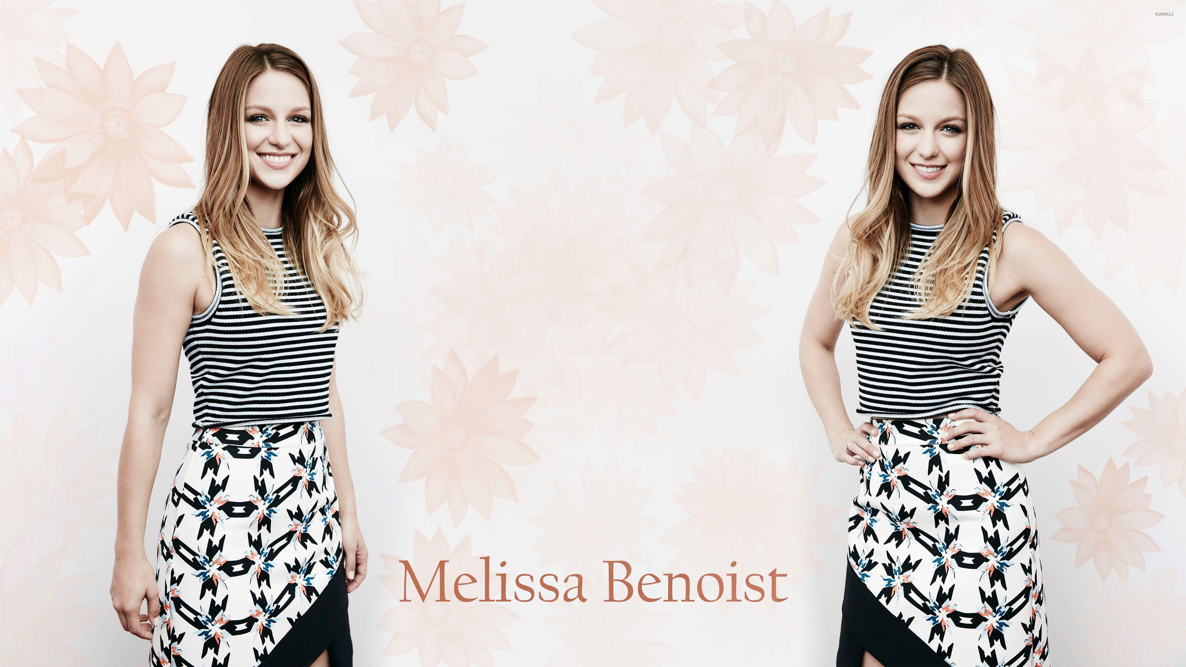 Melissa Benoist in a striped top wallpaper wallpaper