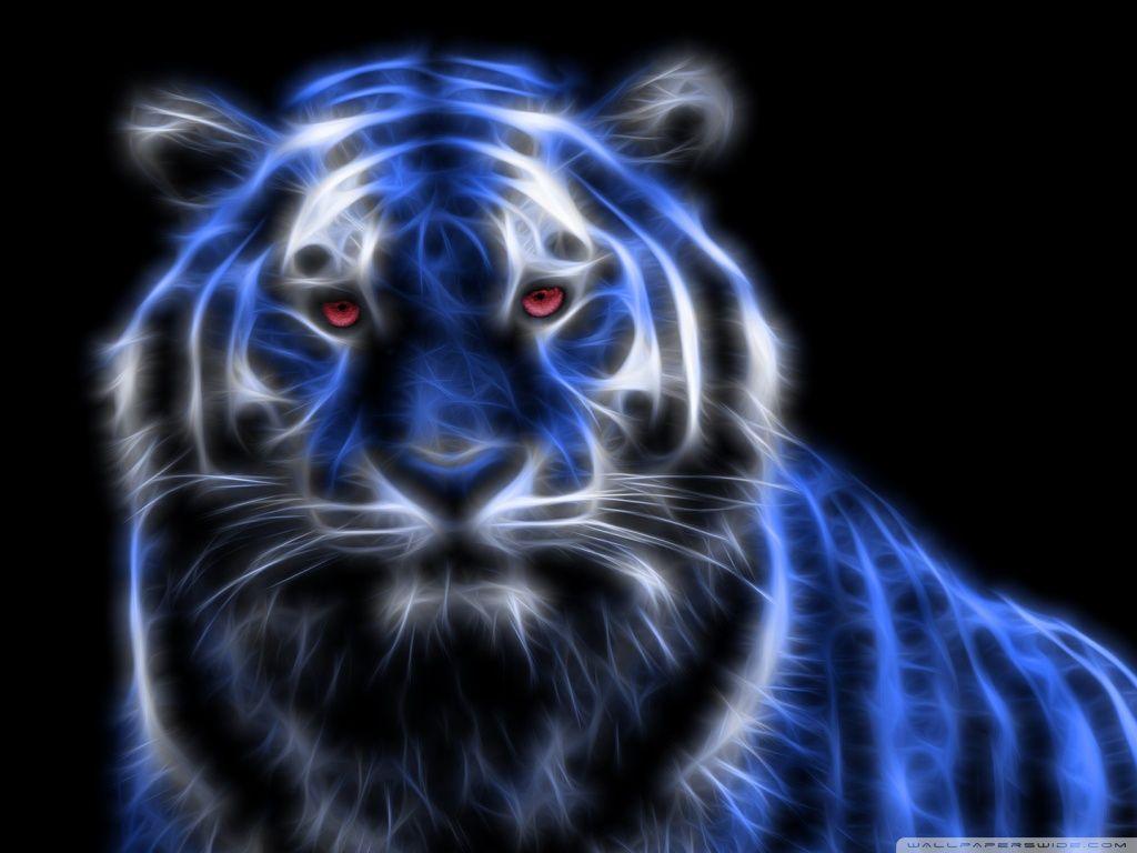 Blue Glowing Tiger HD desktop wallpaper, Widescreen, High