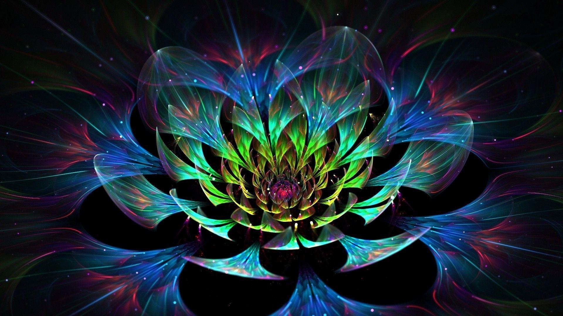 digital Art, Abstract, Colorful, Fractal Flowers, Glowing