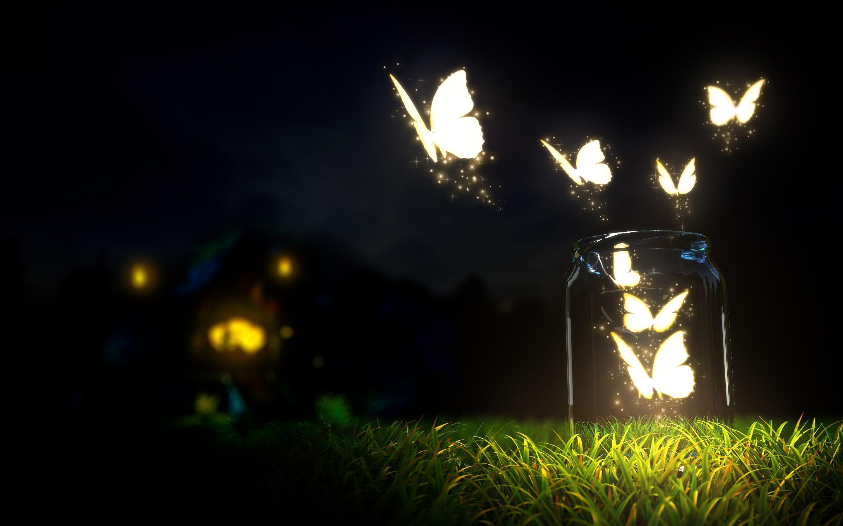 Glowing butterflies art Wallpaper