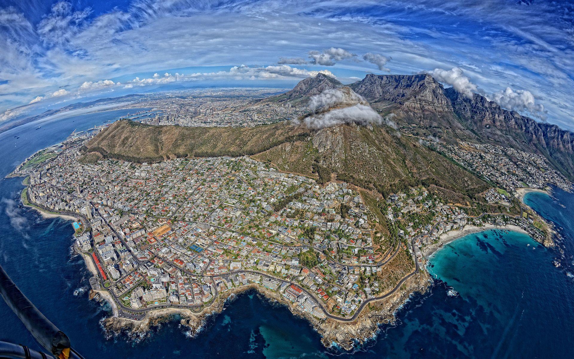 Cape Town South Africa Buildings Mountains Aerial Coast e