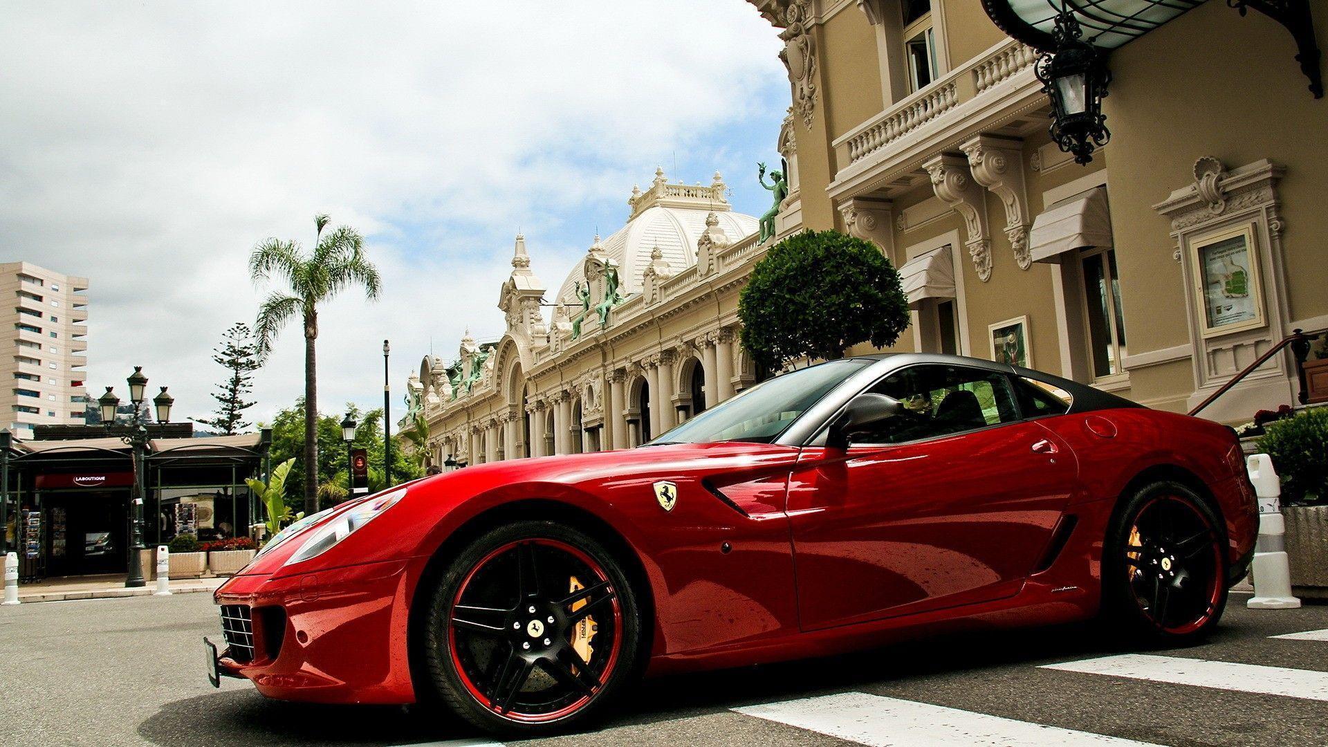 Cars Ferrari 599 GTO Italian Italy Monaco Monte Carlo Red Sunlight