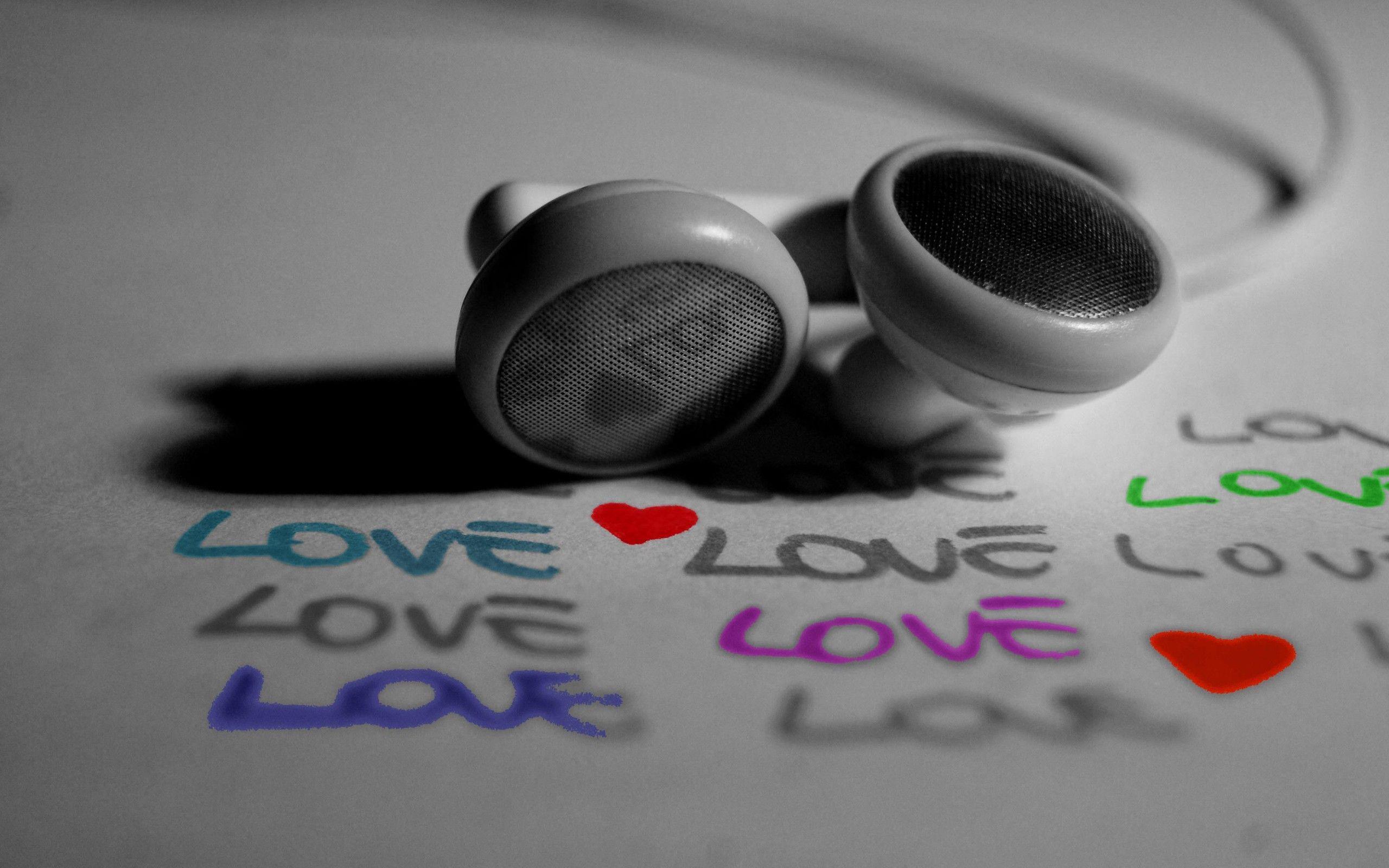 Love Words And Earphones Widescreen Wallpaper. Wide Wallpaper.NET