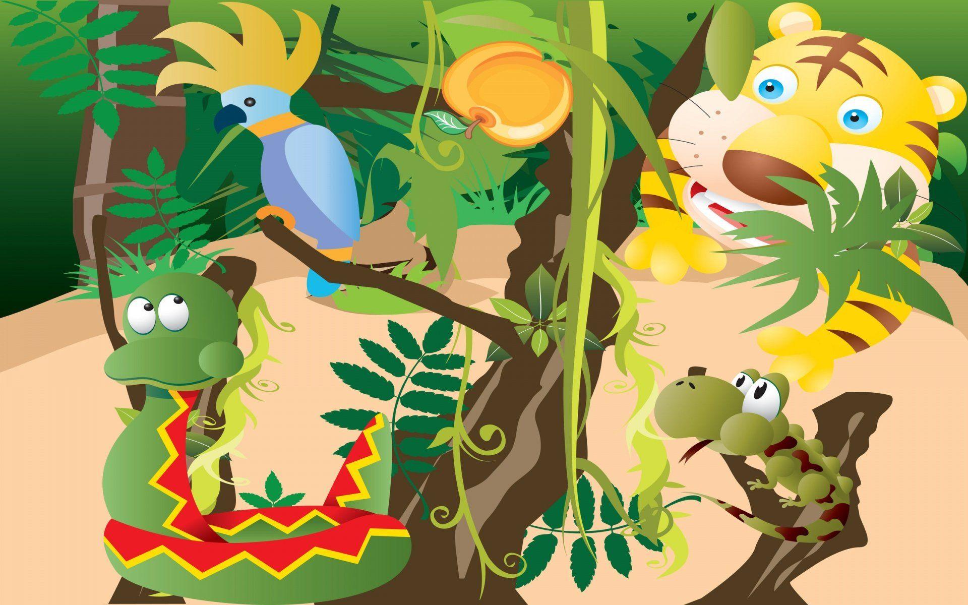Cartoon Jungle Animals Wallpaper