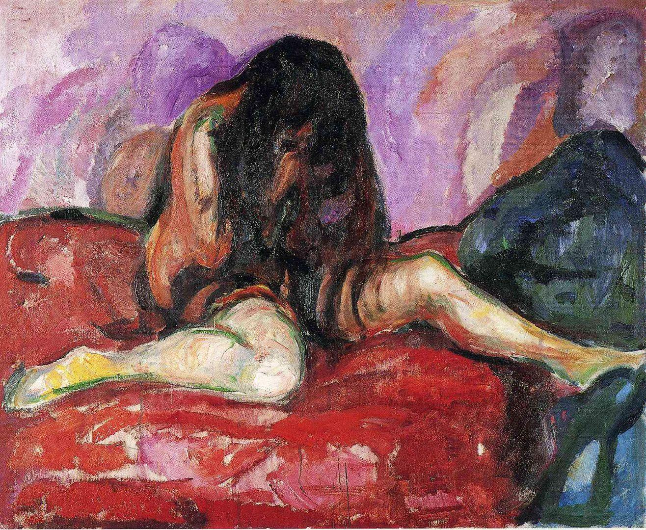 Sobbing Woman In Bed Munch Wallpaper Image