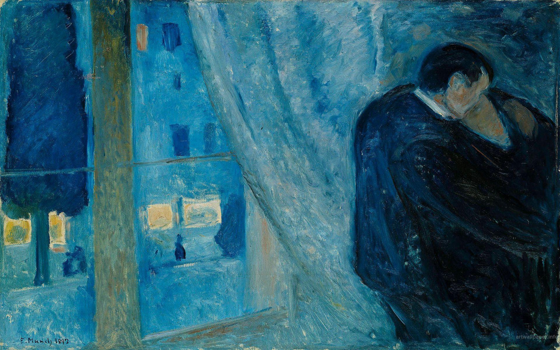 Blue Hair Woman Painting by Edvard Munch - wide 3