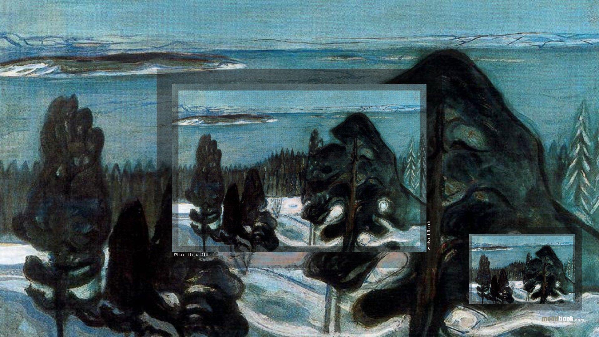 Painting Edvard Munch winter night wallpaper