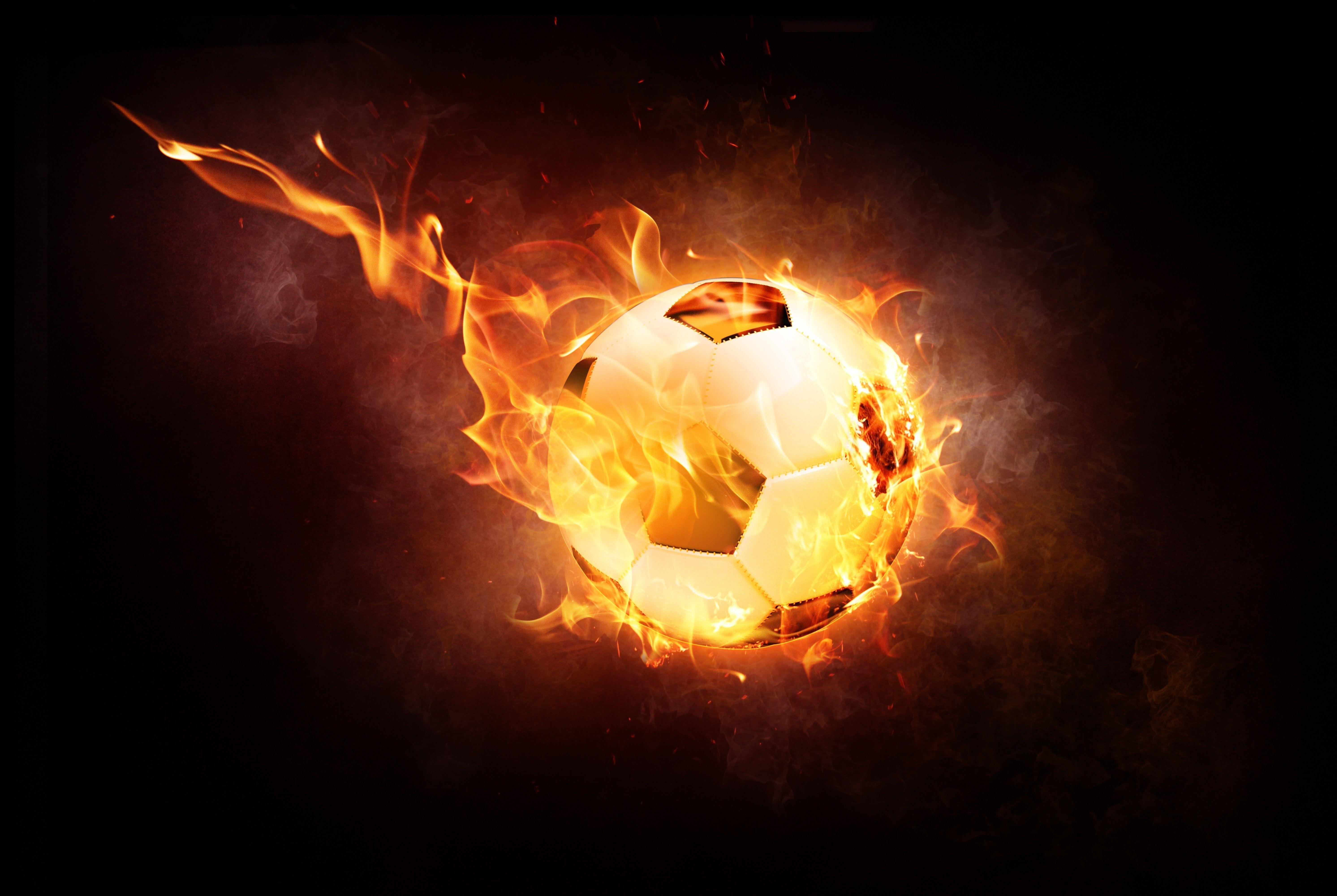 Wallpaper Soccer Ball, Fire, Flame, Fireball HD 4K