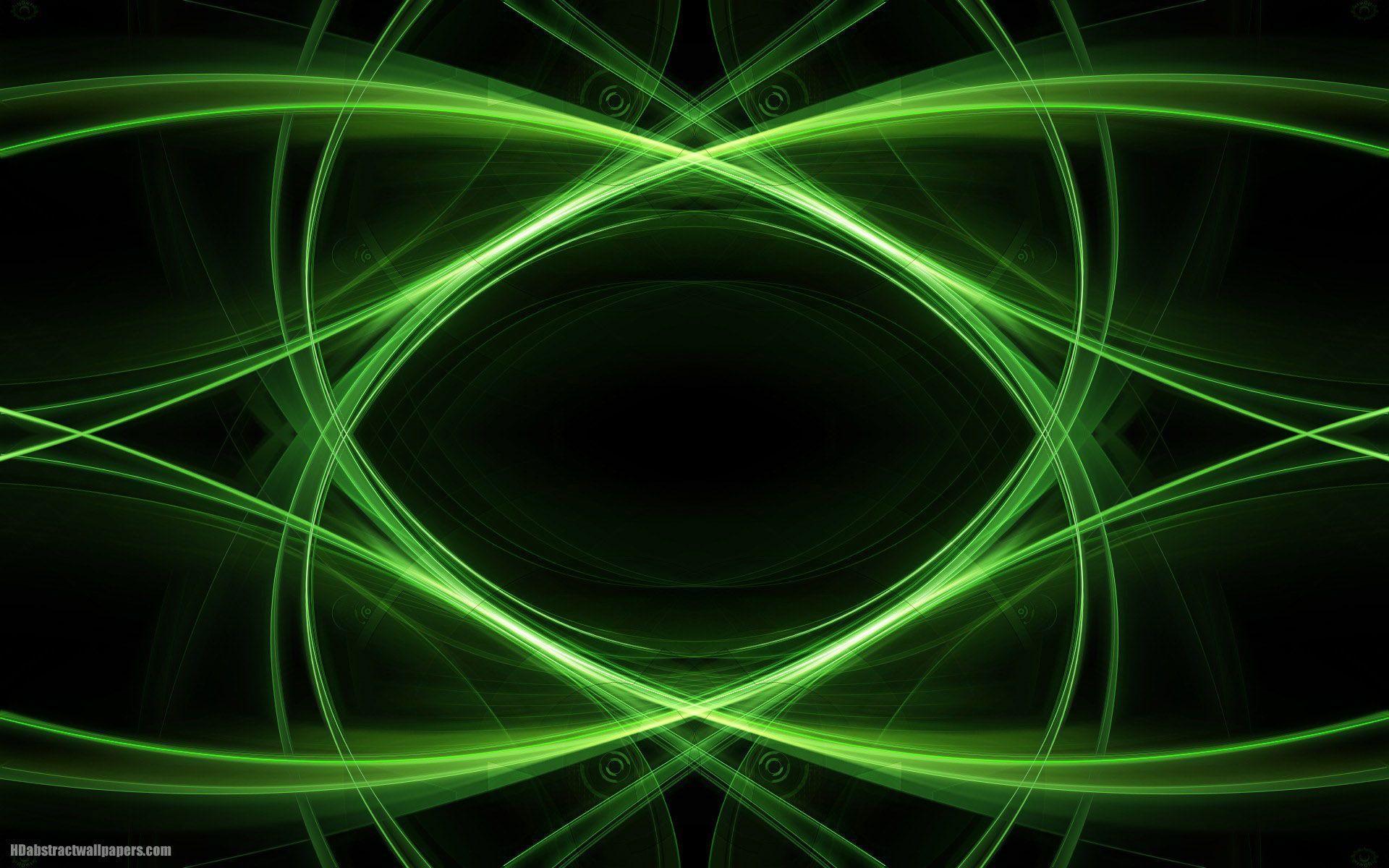 Black abstract wallpaper with green lines. HD Abstract Wallpaper