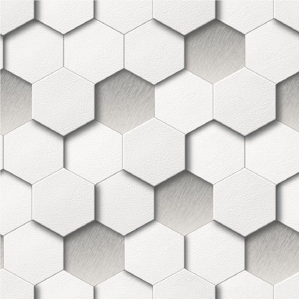 Muriva Kinetic Honeycomb Hexagon Faux Leather Geometric Wallpaper