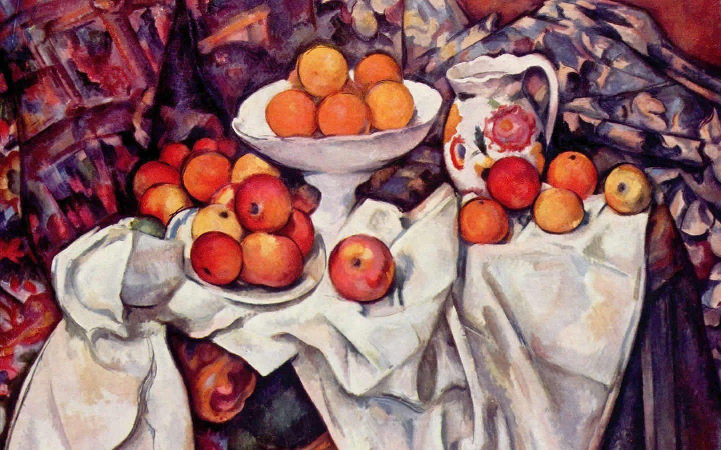 Wallpaper Paul Cezanne Still Life With Apples And Oranges x