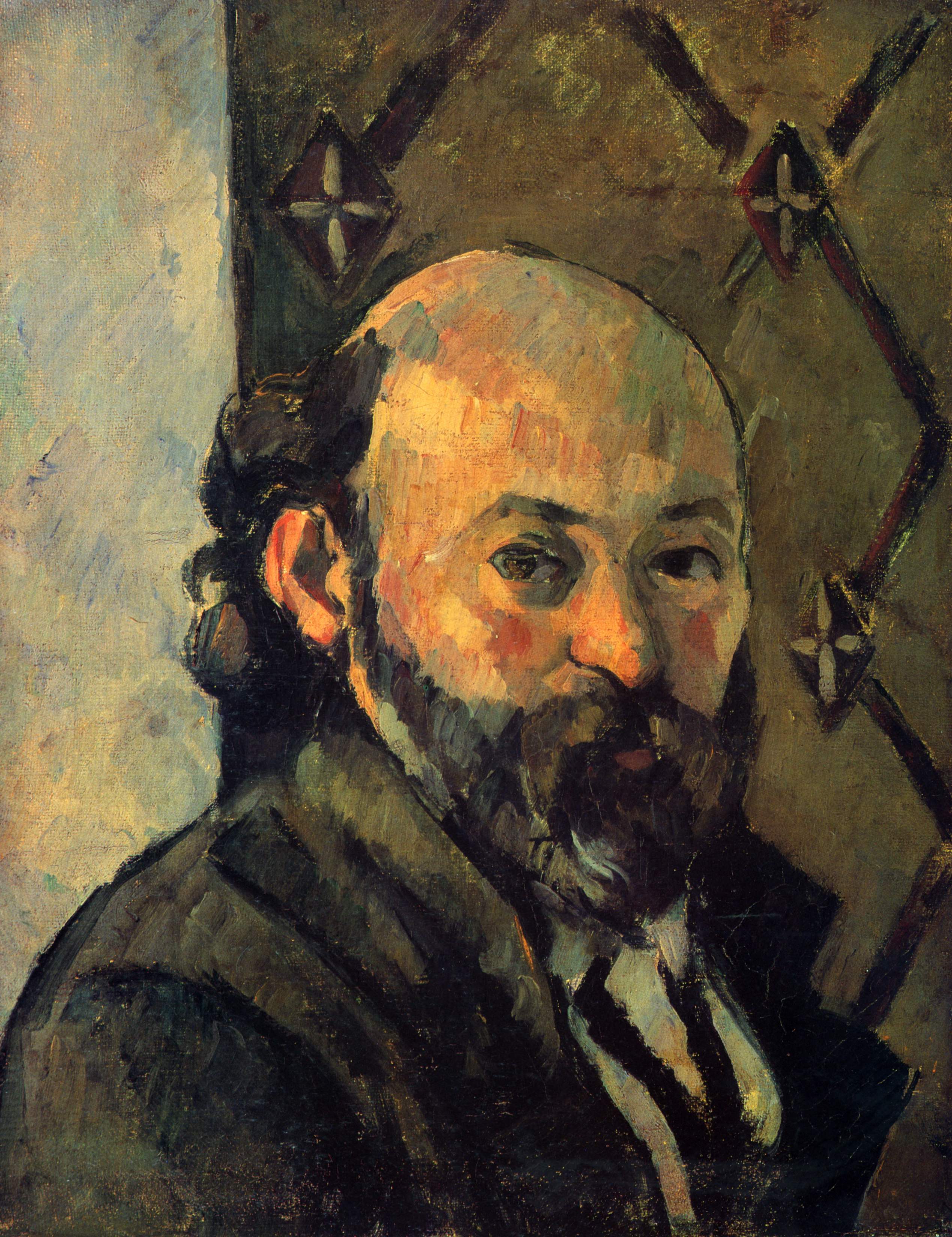 Self Portrait In Front Of Olive Wallpaper, 1881 Cezanne