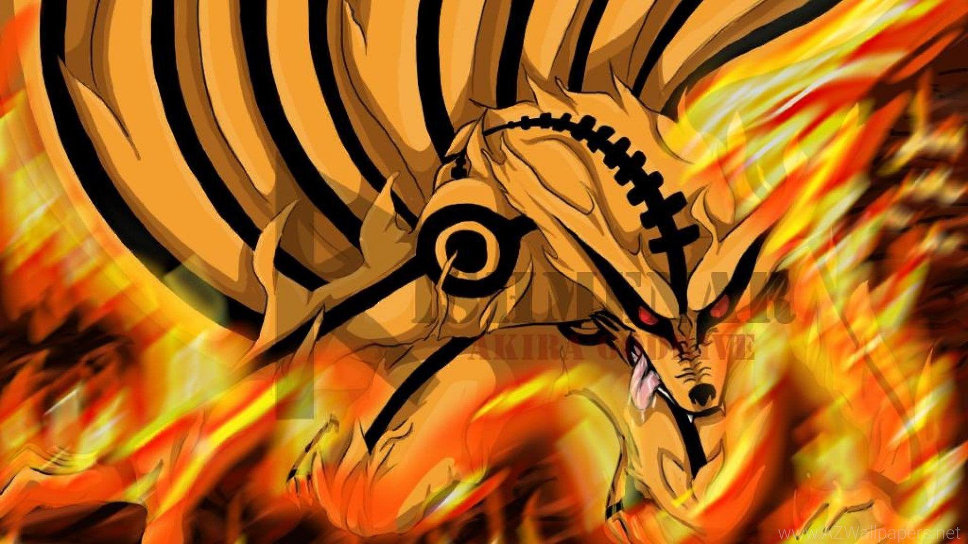 Wallpaper: Naruto, Bijuu Form, Fox, Animal, Fire, Flame, Burning. Desktop Background