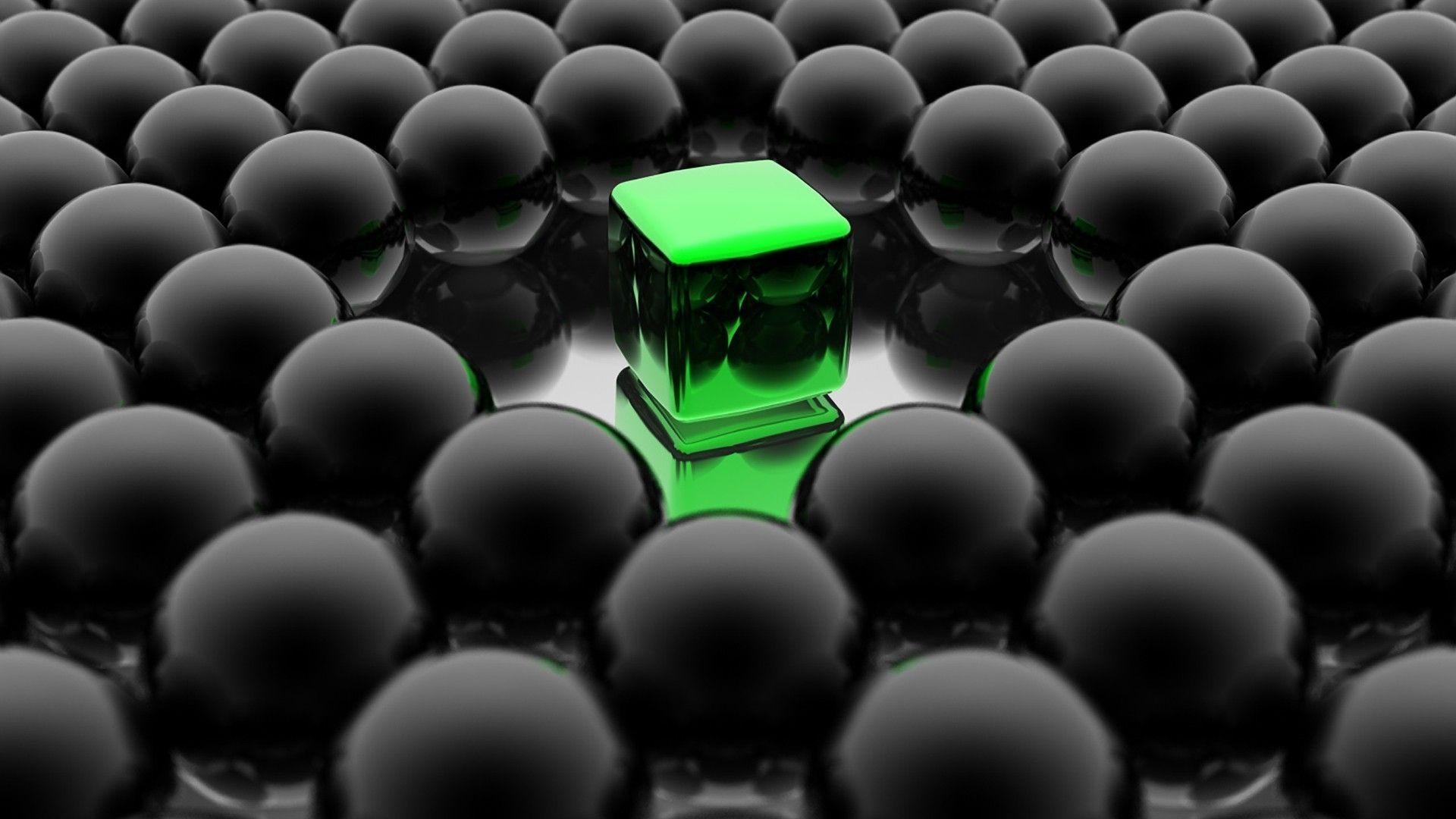 3D Abstract Green Box Art Background Free Download