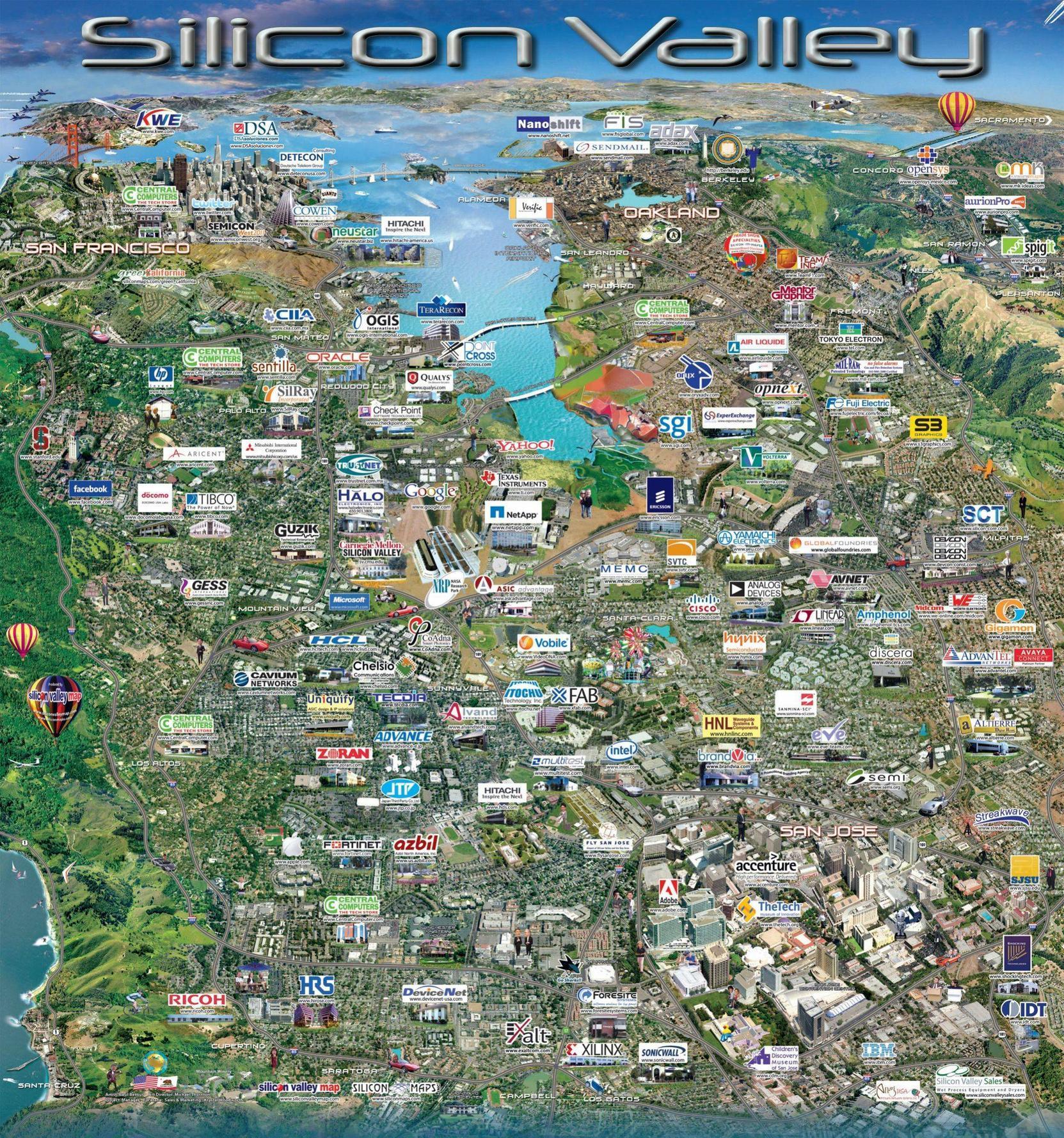 Silicon Valley Map. Pretty Landscapes. Maps and Thanks