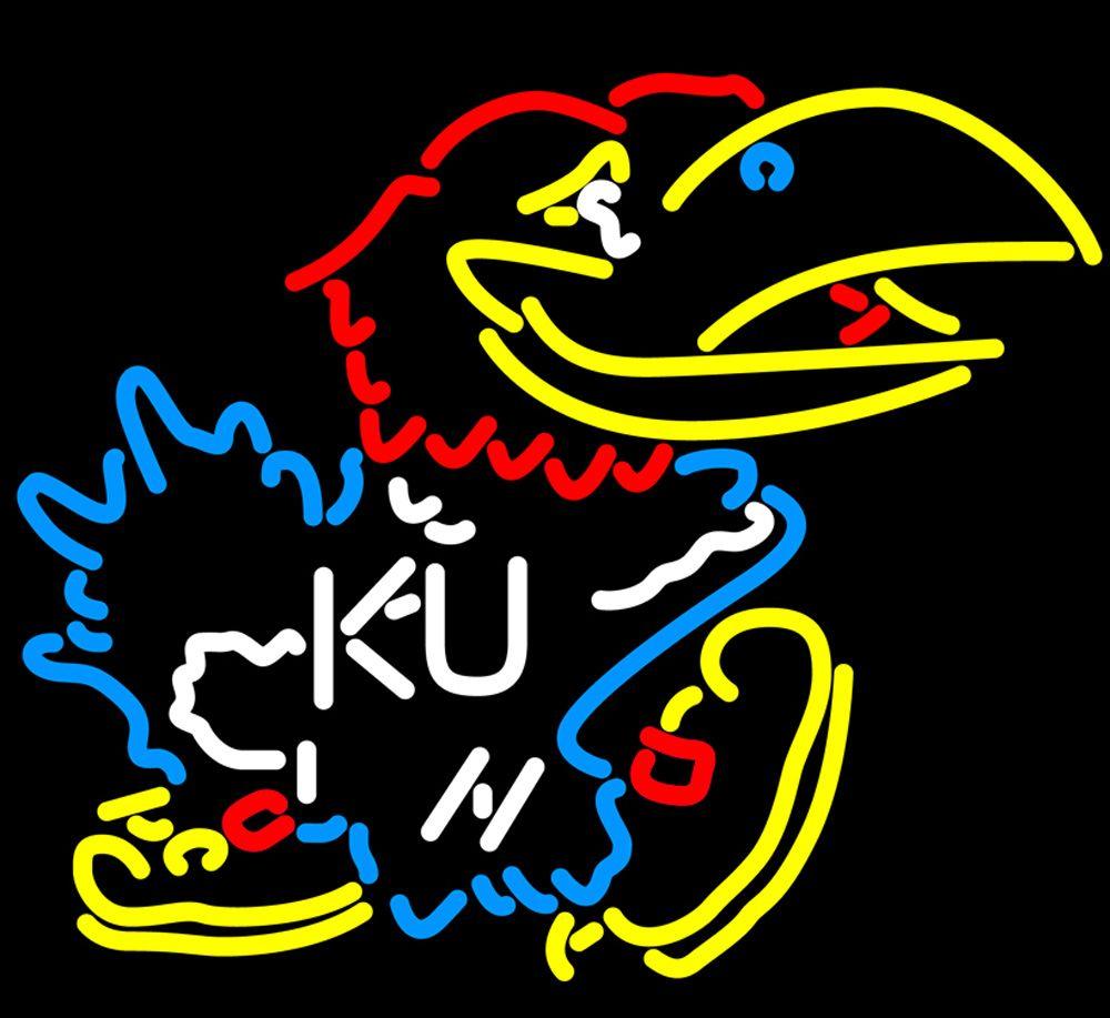 Kansas University Logo. email friend kansas jay hawks logo neon