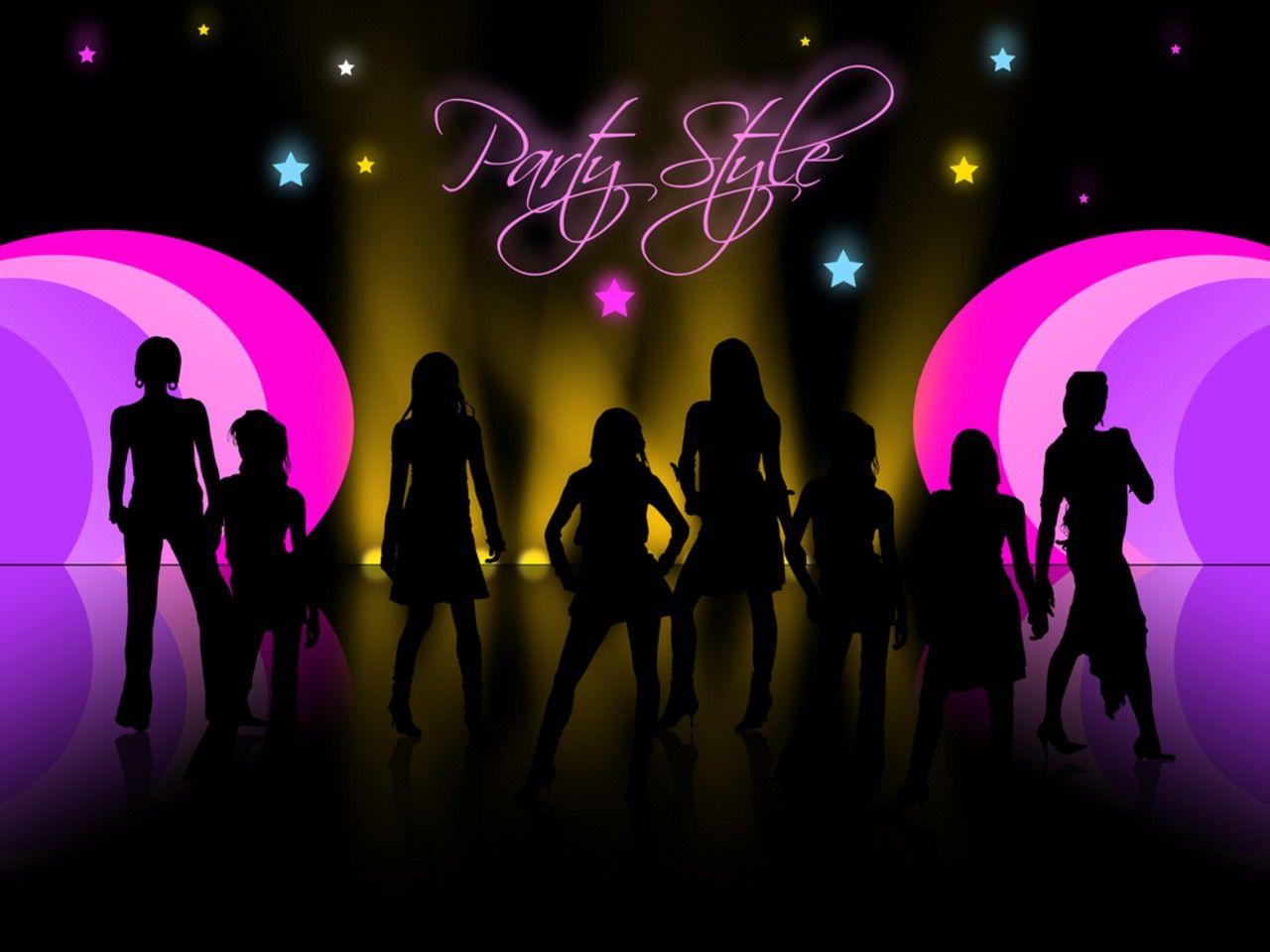 People silhouettes in night club PPT Background