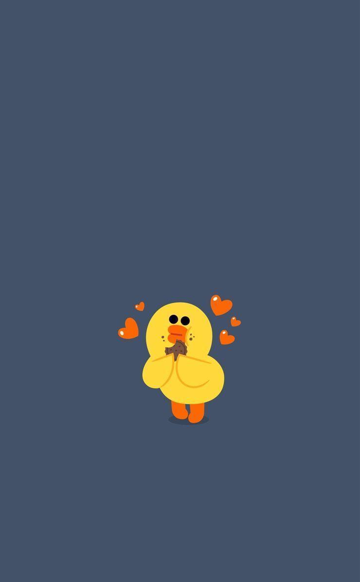 Yellow duck Selly wallpaper #Line #LineDeco. Line Deco & Friends