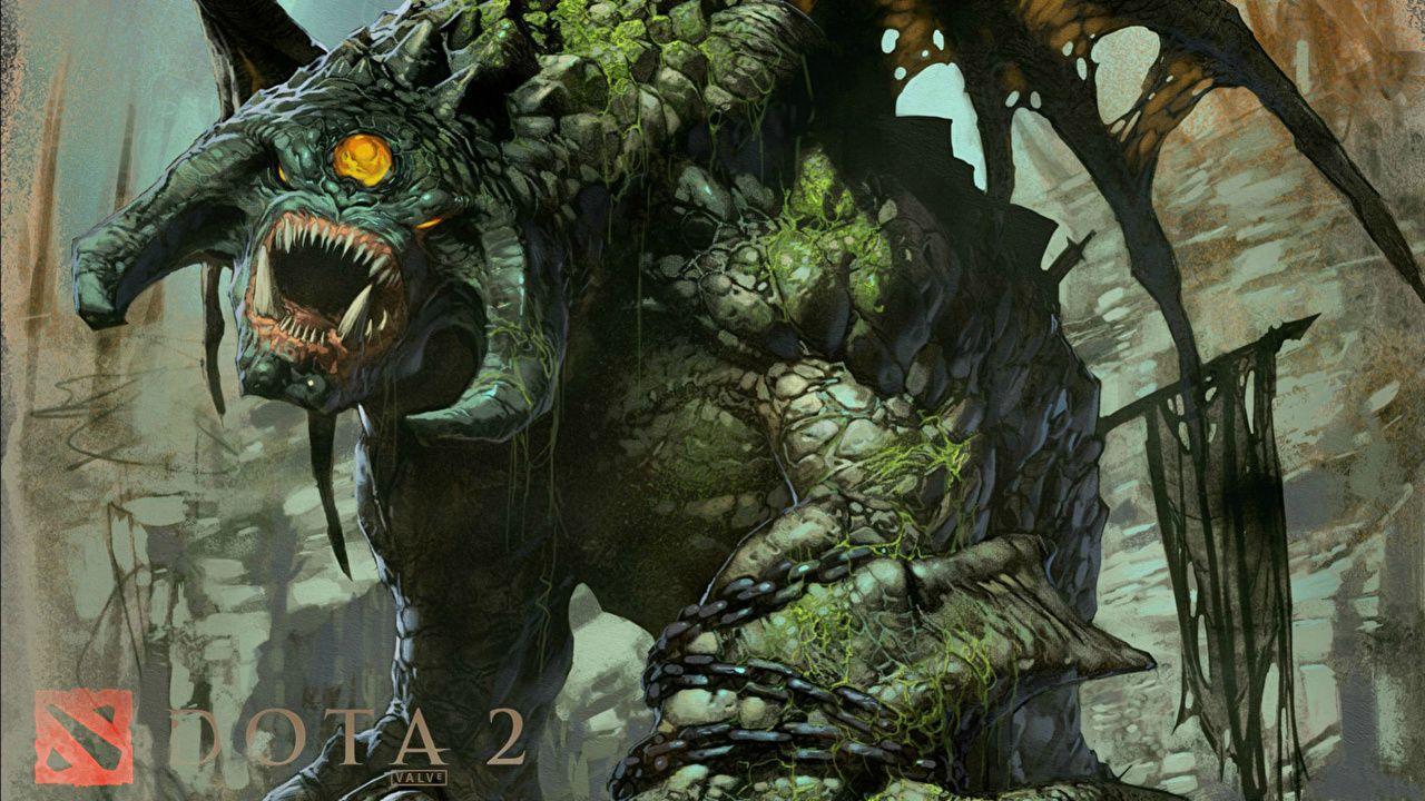 Wallpaper DOTA 2 Roshan Dota 2 Monsters Horns Fantasy Games angry