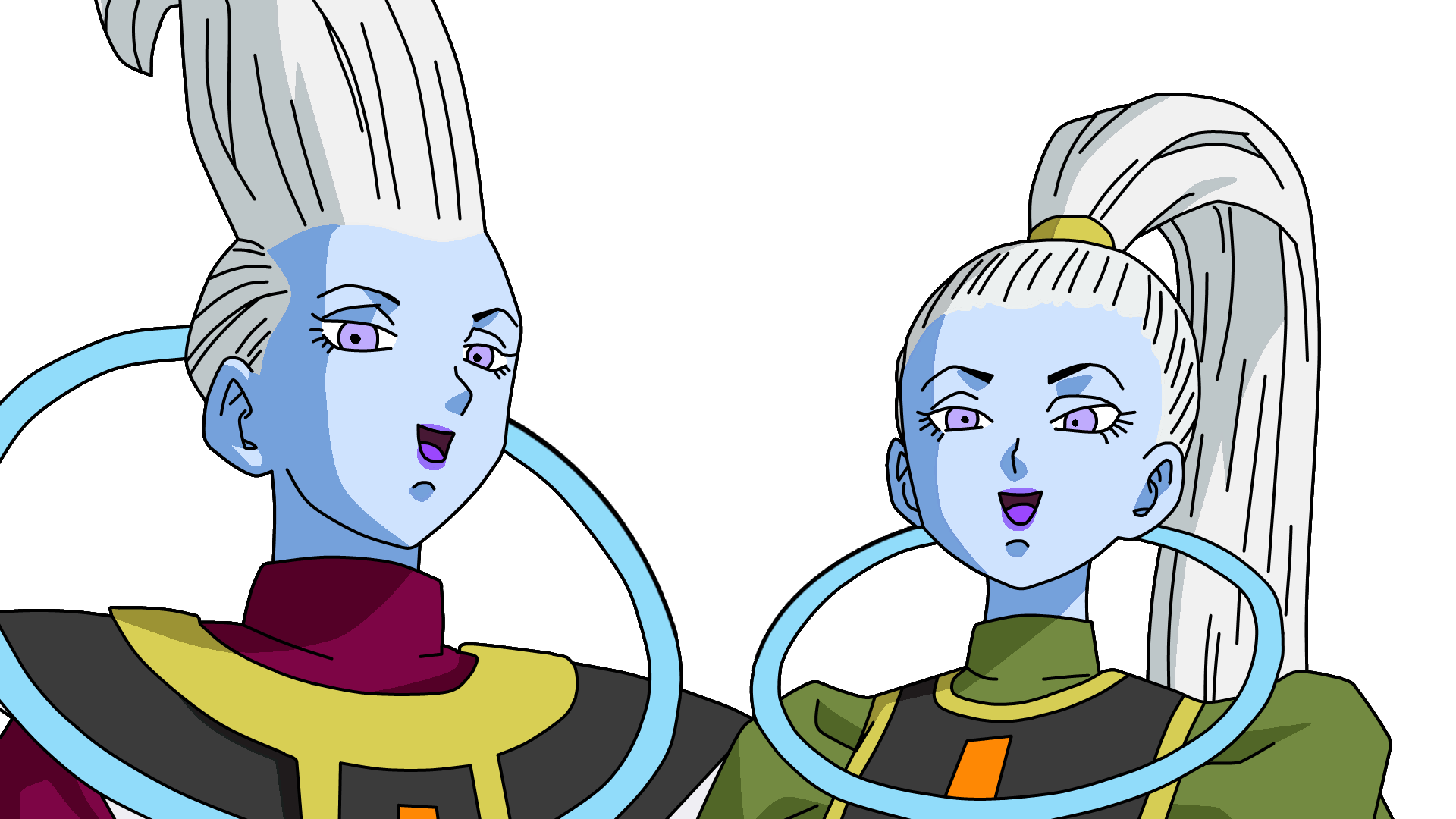 Dragonball Whis and Vados Lineart Farbig