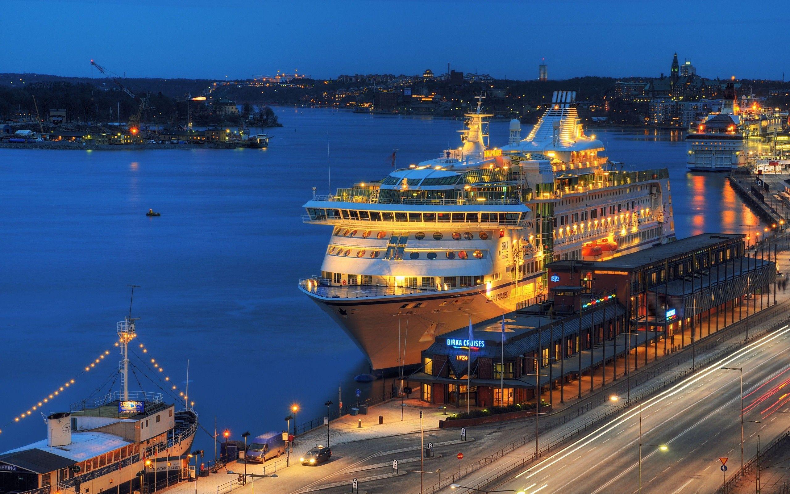 cityscapes, night, Stockholm, cruise ship, cities wallpaper