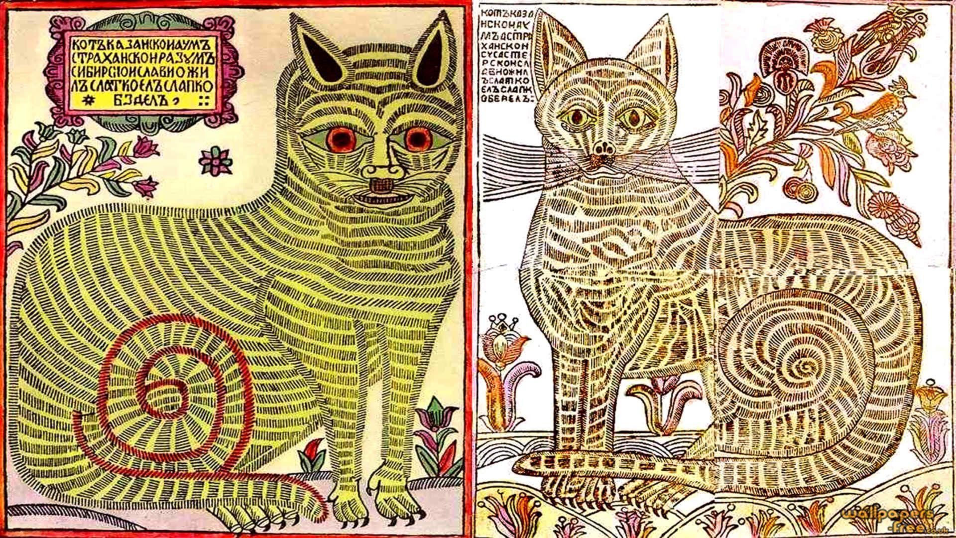 Two Cats Folk Art