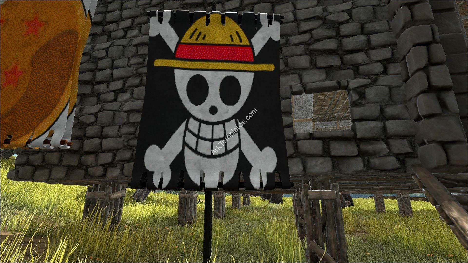 Straw Hat Jolly Roger Pirate Flag. Ark