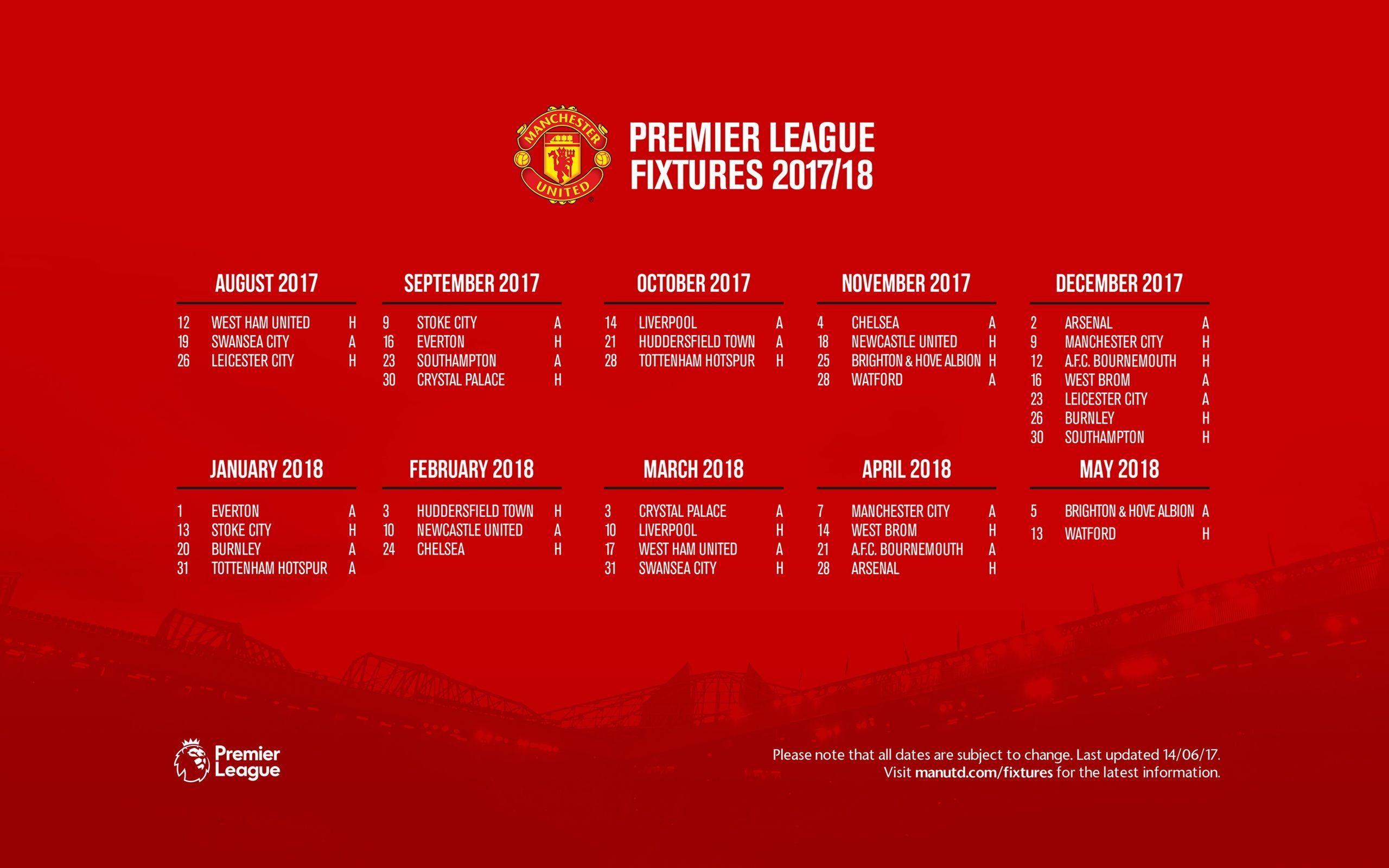 Fixtures 2017 18 Manchester United Website