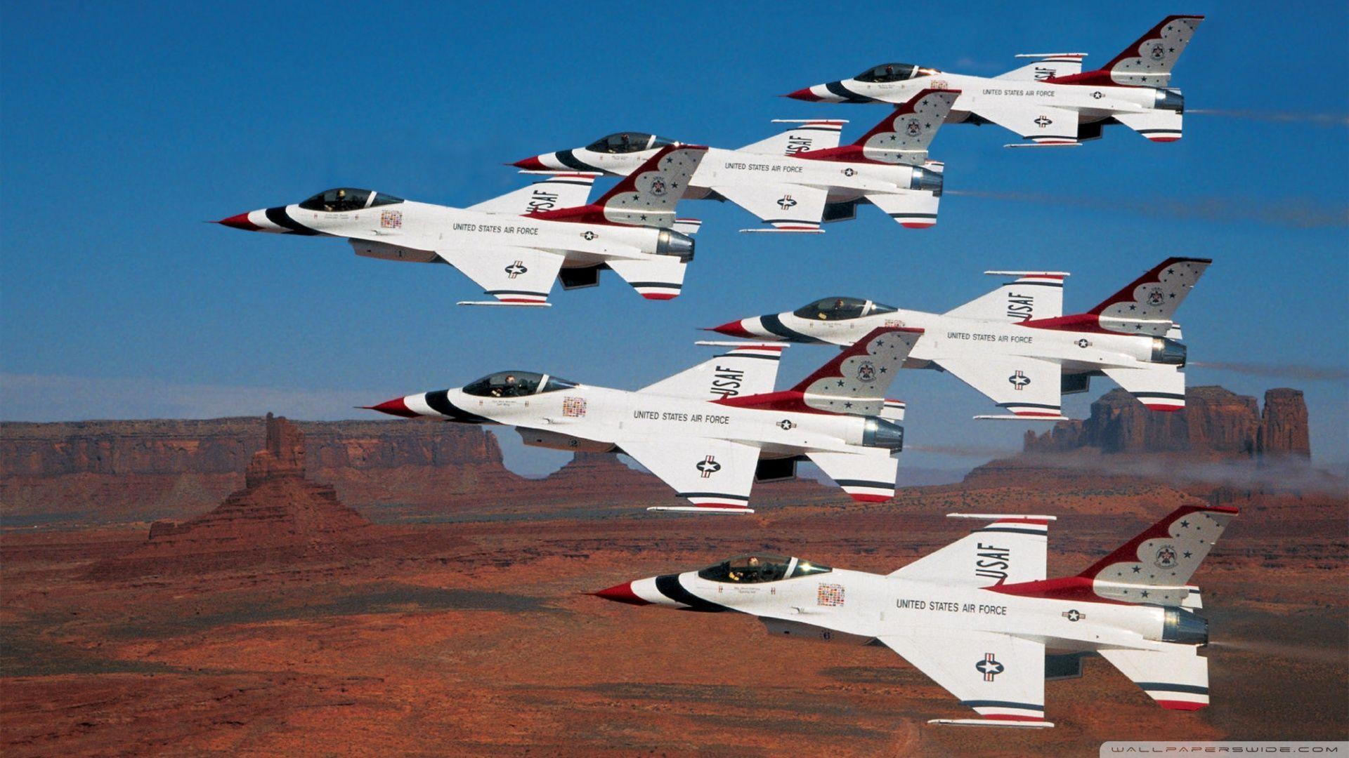 Thunderbirds Flying In Formation Over Monument Valley HD desktop