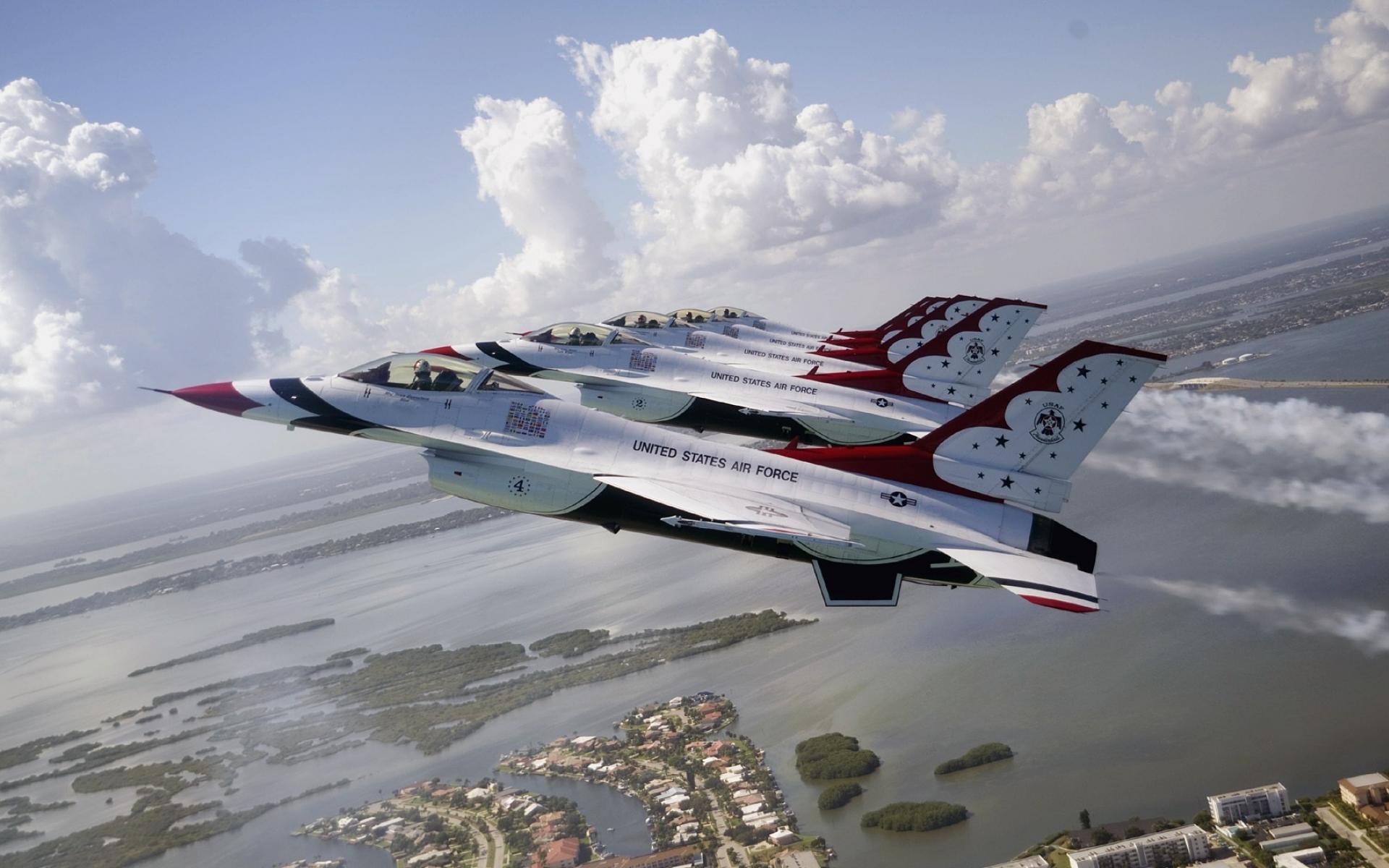 Fighting falcon jet aircraft widescreen usaf thunderbirds