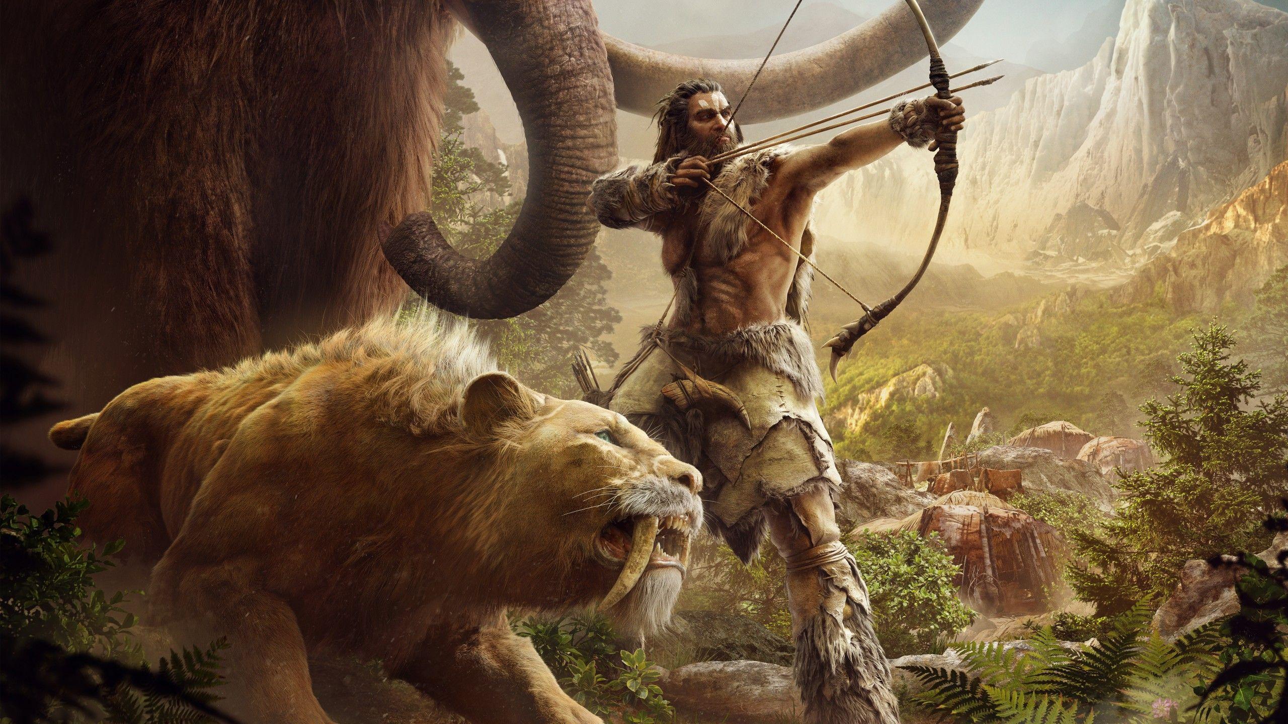 Wallpaper Mammoth, Sabretooth Tiger, Far Cry, Primal, 5K, Games
