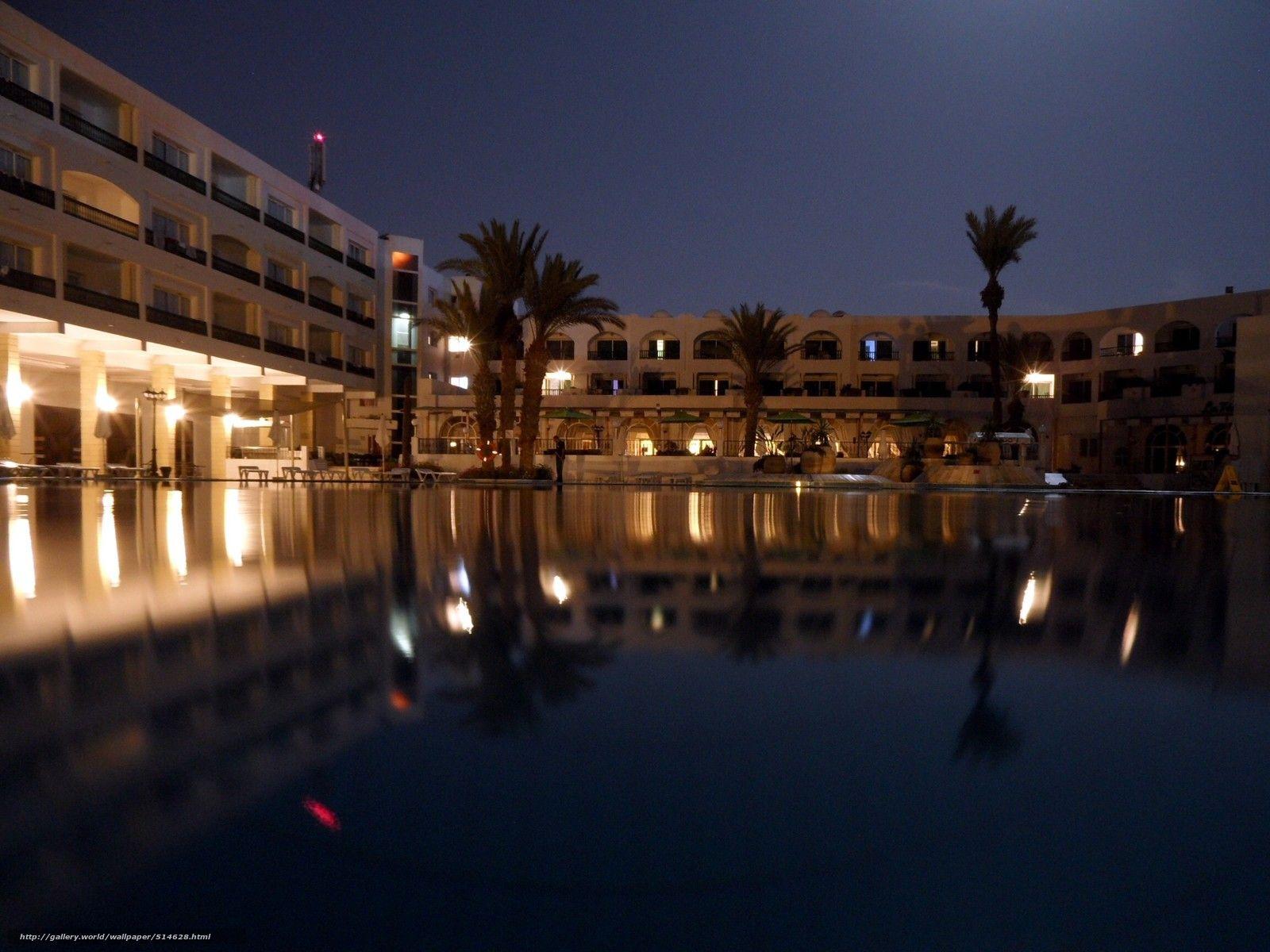 Download wallpaper resort, lights, water, Tunisia free desktop