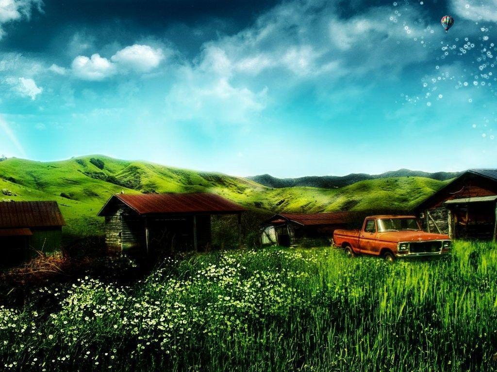 Field: Truck Field Nature Cool Old HD Wallpaper for HD 16:9 High