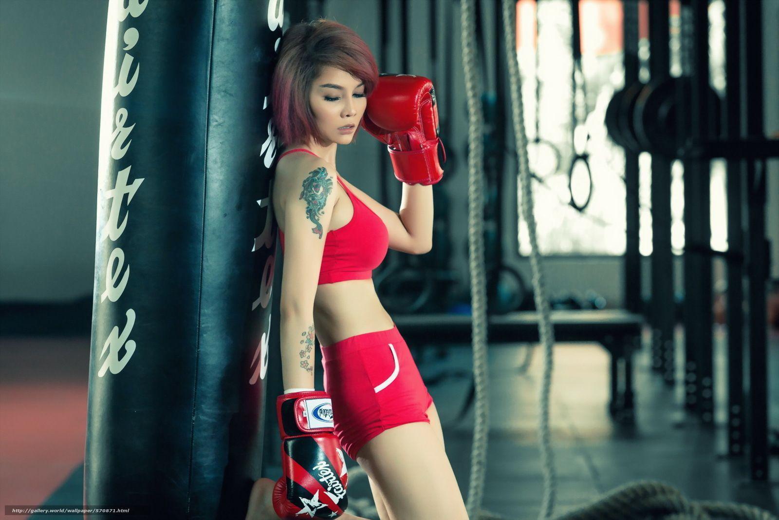 Download wallpaper girl, Asian, training, boxing free desktop