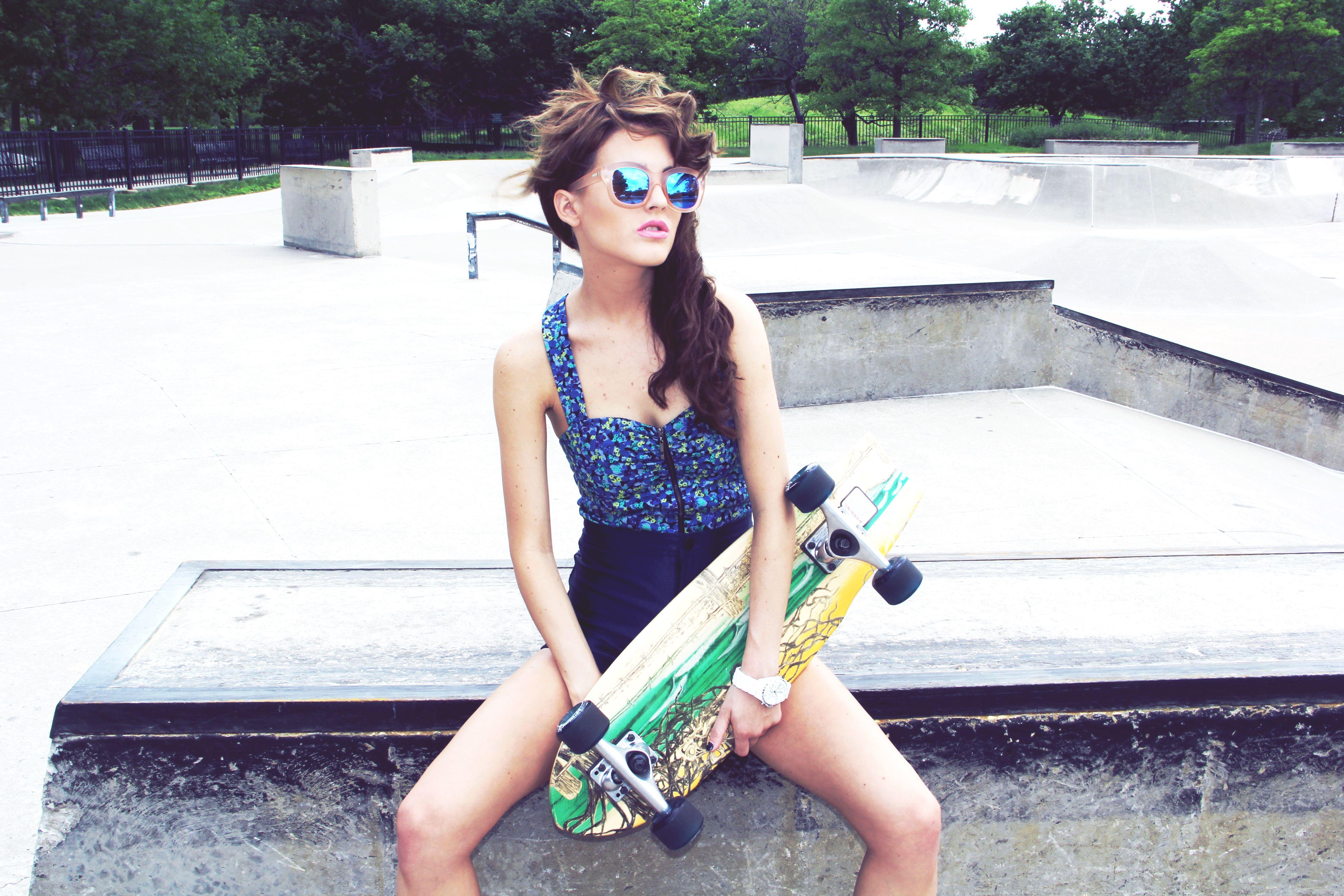 swag girl with skateboard