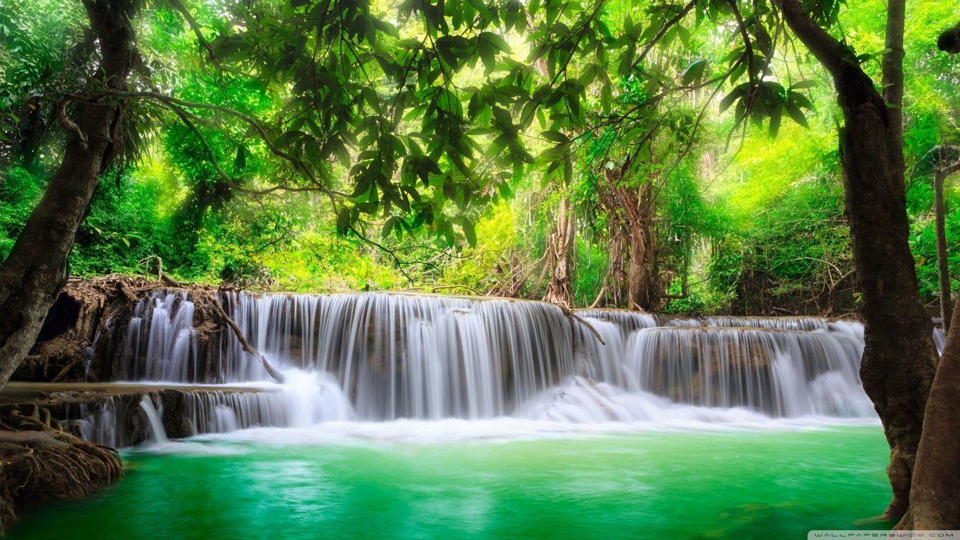 Green Tropical Waterfall HD desktop wallpaper, High Definition