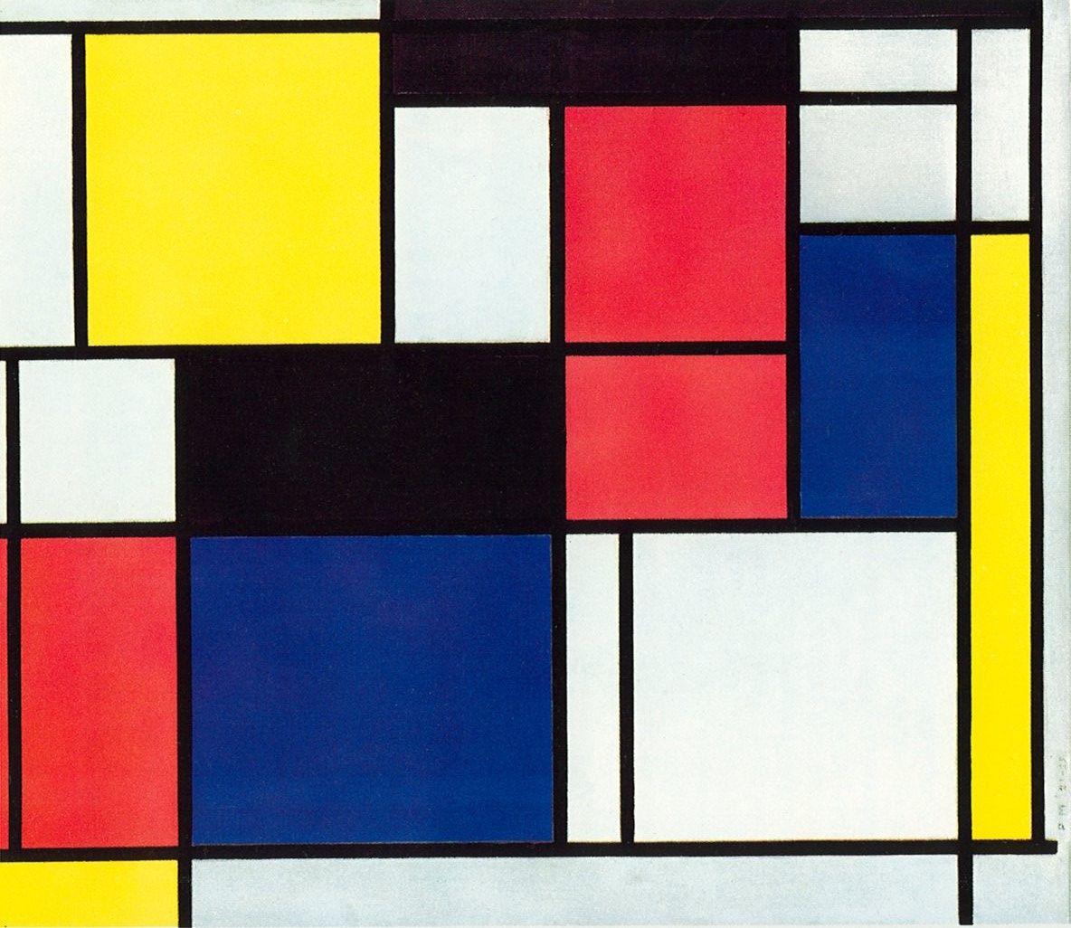 Piet Mondrian 1927 work Composition with Red, Yellow and Blue