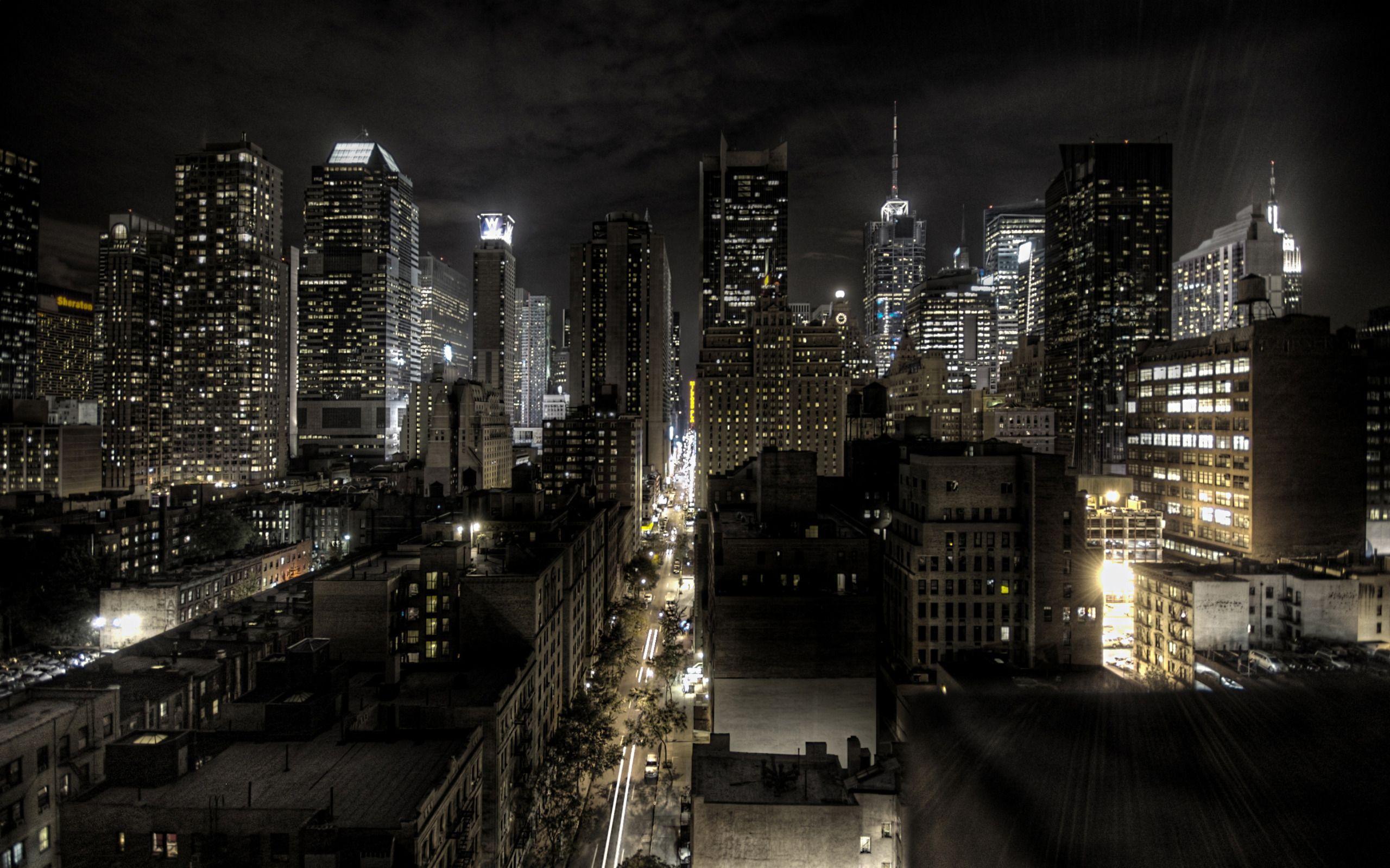 New York City Skyscrapers Night View widescreen wallpaper. Wide