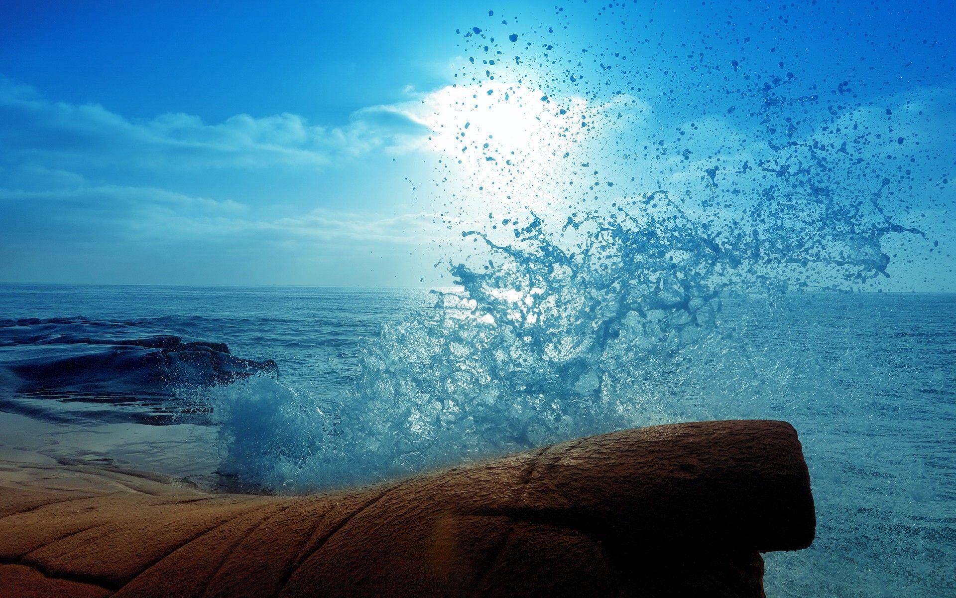 Splash Ocean Water Drops Blue waves wallpaperx1200