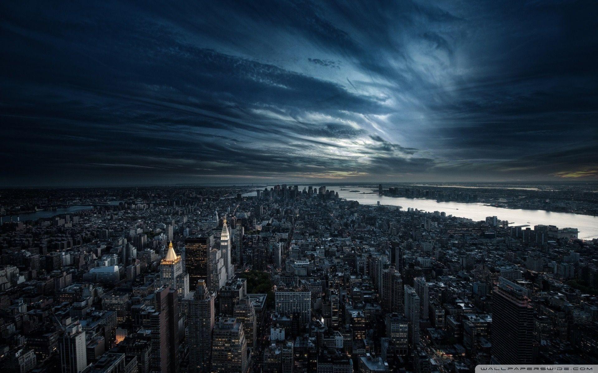City Aerial View Night HD desktop wallpaper, High Definition