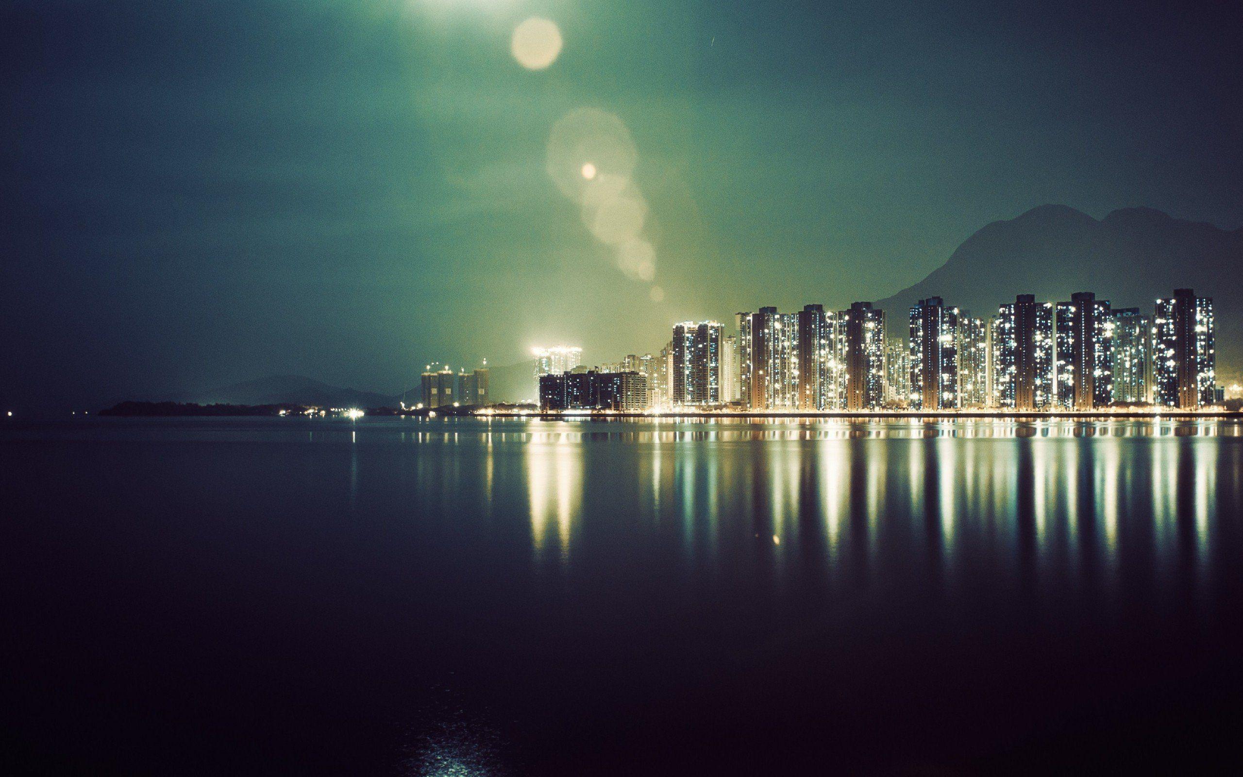 City Lights Cityscapes Infrared Photography Night View Reflections